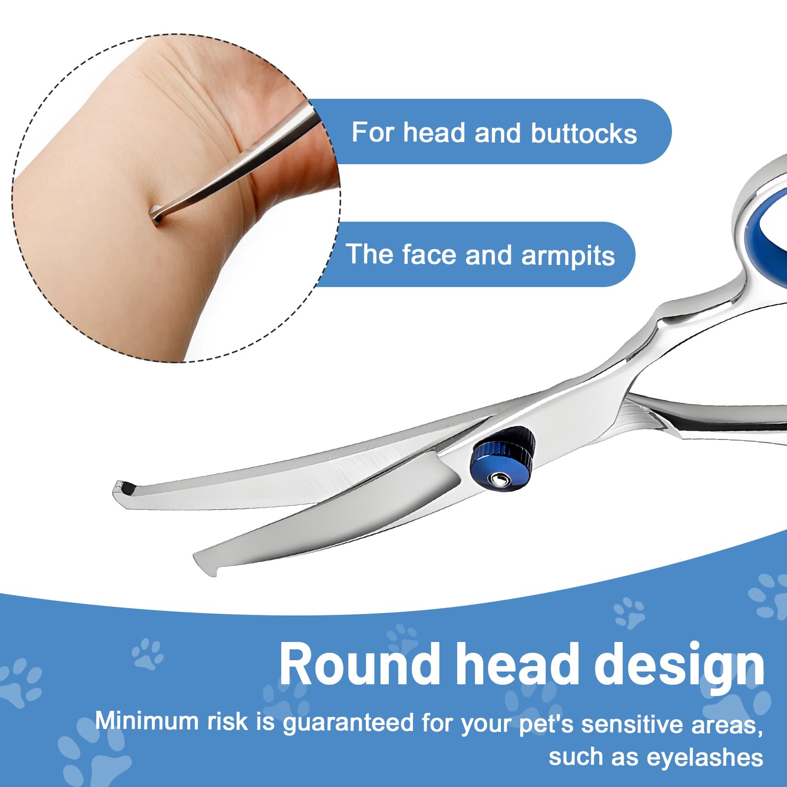 Curved Dog Grooming Scissors With Safety Round Tips, Light Weight Professional Pet Trimming Grooming Shears 4Cr Stainless Steel
