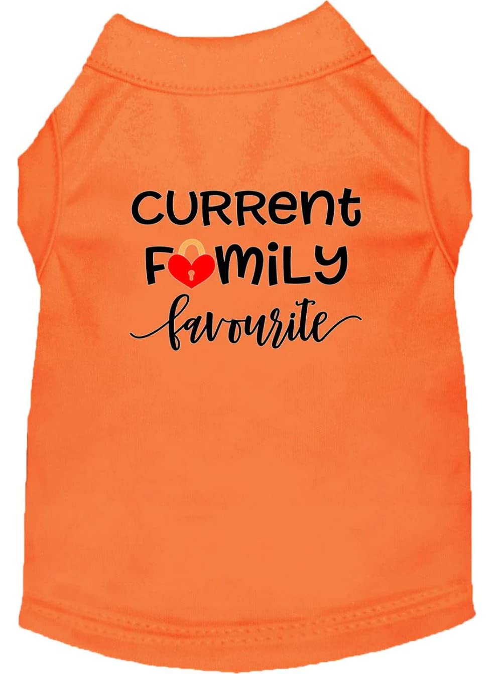 Pet Dog & Cat Shirt Screen Printed, &quot;Current Family Favorite&quot; Orange SM (3-6 lbs.)