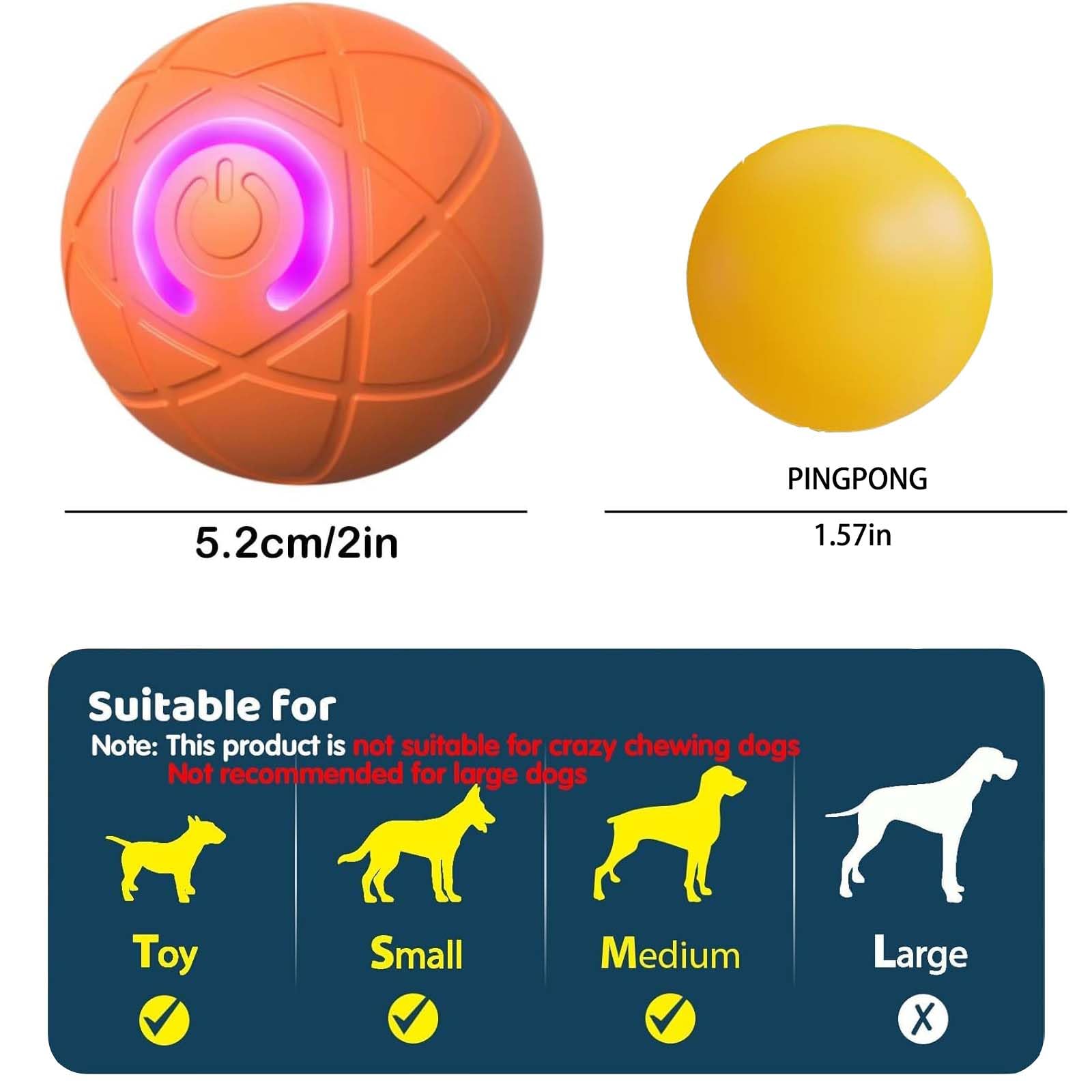 Vibrating Bouncing Dog Toy Ball With Self-Rolling Motion - Durable Chew-Resistant Interactive Puppy Toy For Small & Medium Dogs