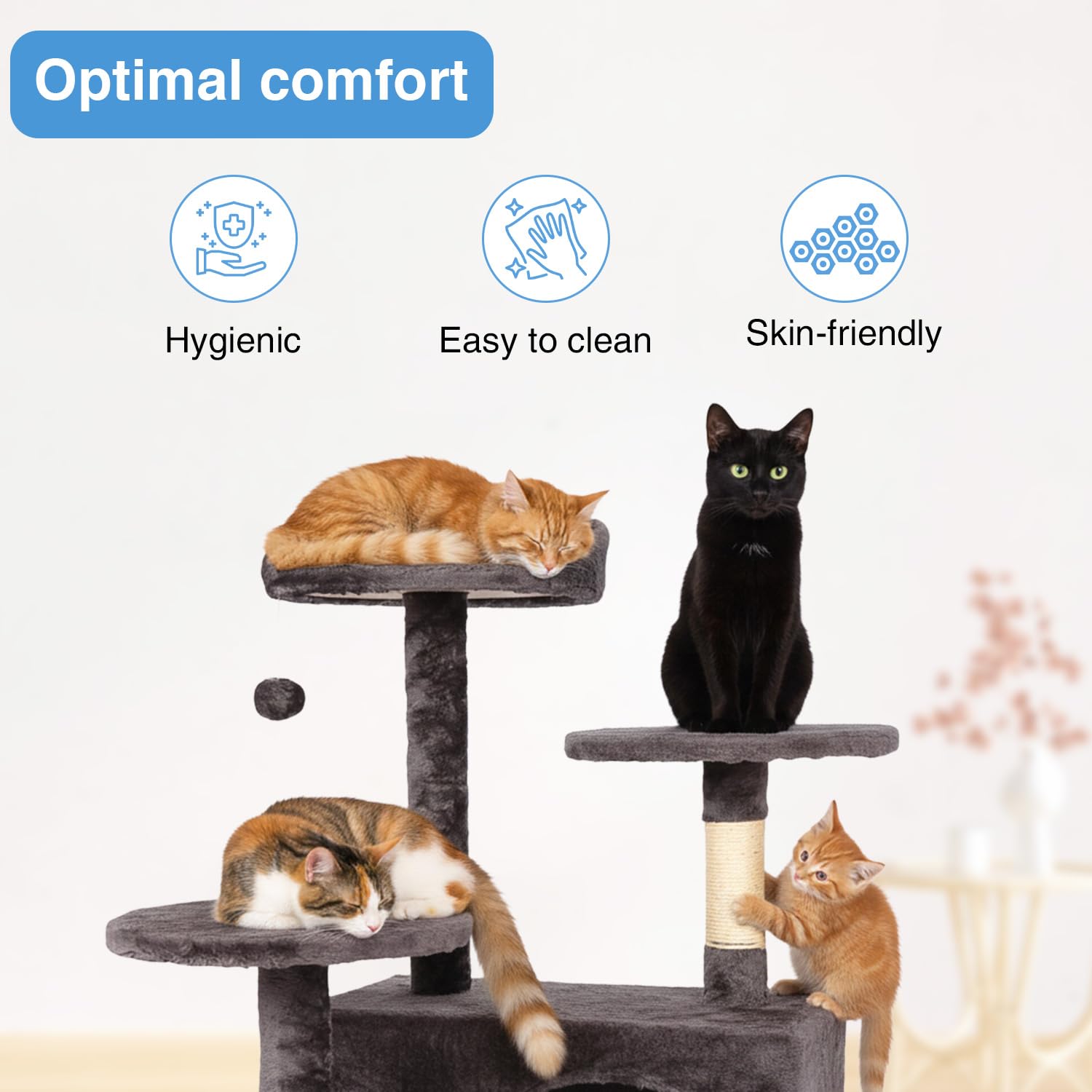FDW | 54 Cat Tree Tower | Purple Gray | Multi-Level Indoor Activity Center with Sisal Scratching Posts, Condos, Plush Perches, H