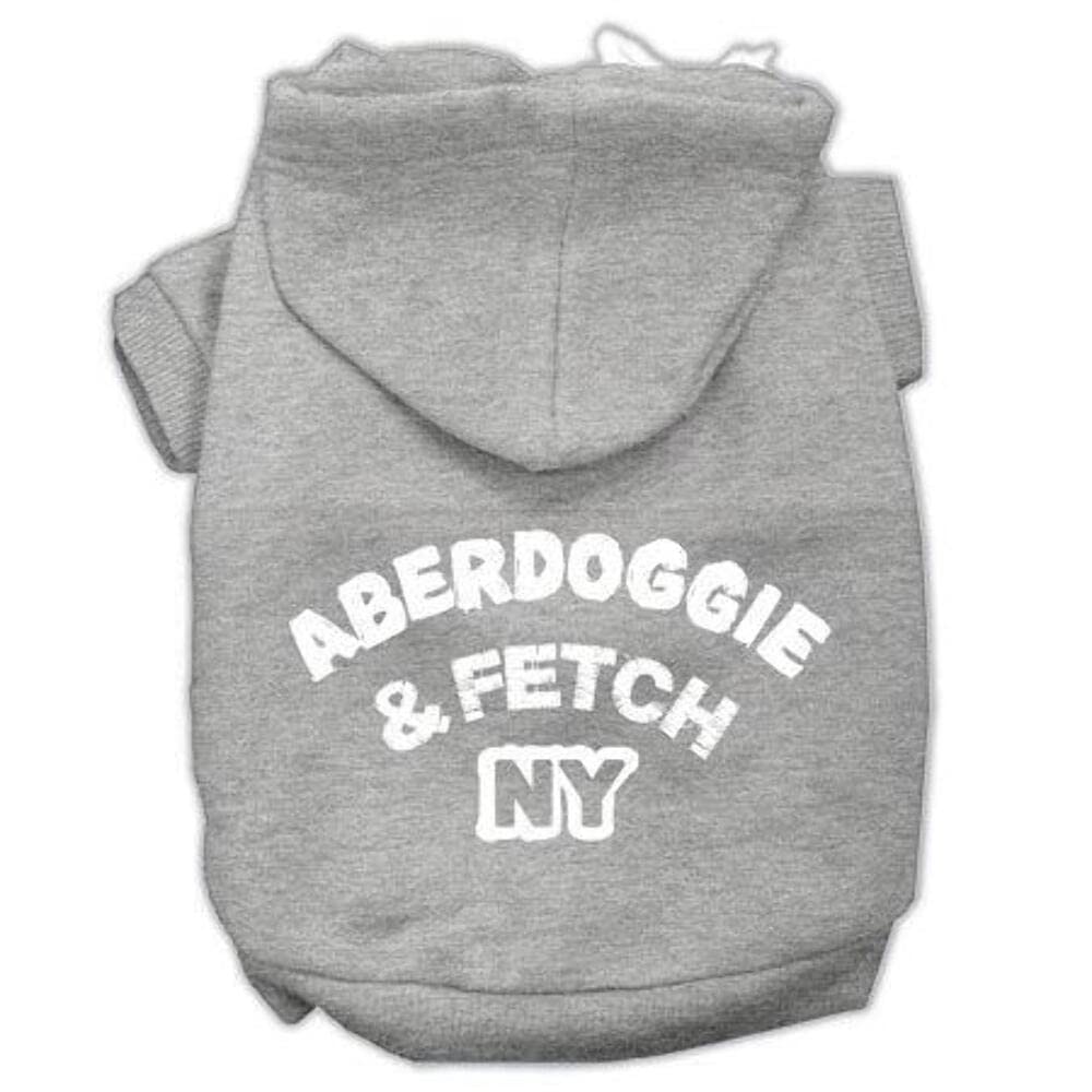 Mirage Pet Products 10&quot; Aberdoggie NY Screen Print Pet Hoodie, Small, Grey