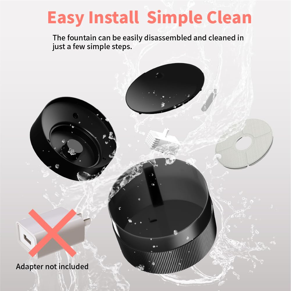 Beq Cat Water Fountain,2.5L/84Oz Indoor Ultra-Quiet Pet Water Dispenser, Bpa Free, Visible Water Level, Suitable For Cats, Small