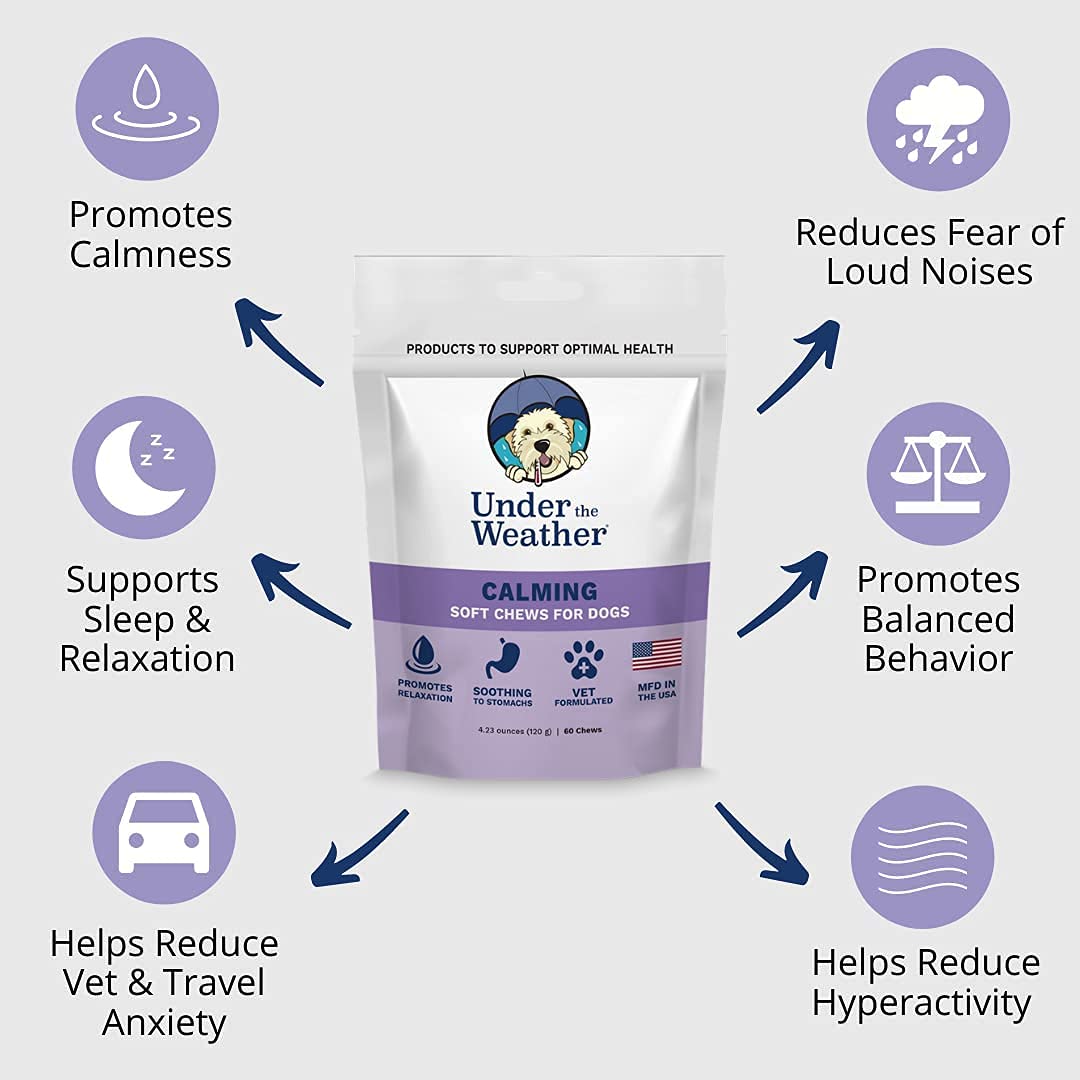 Under the Weather Pet Soft Dog Chew Supplements for Calming and Probiotics | Supports Relaxation and Normal Emotional Balance in
