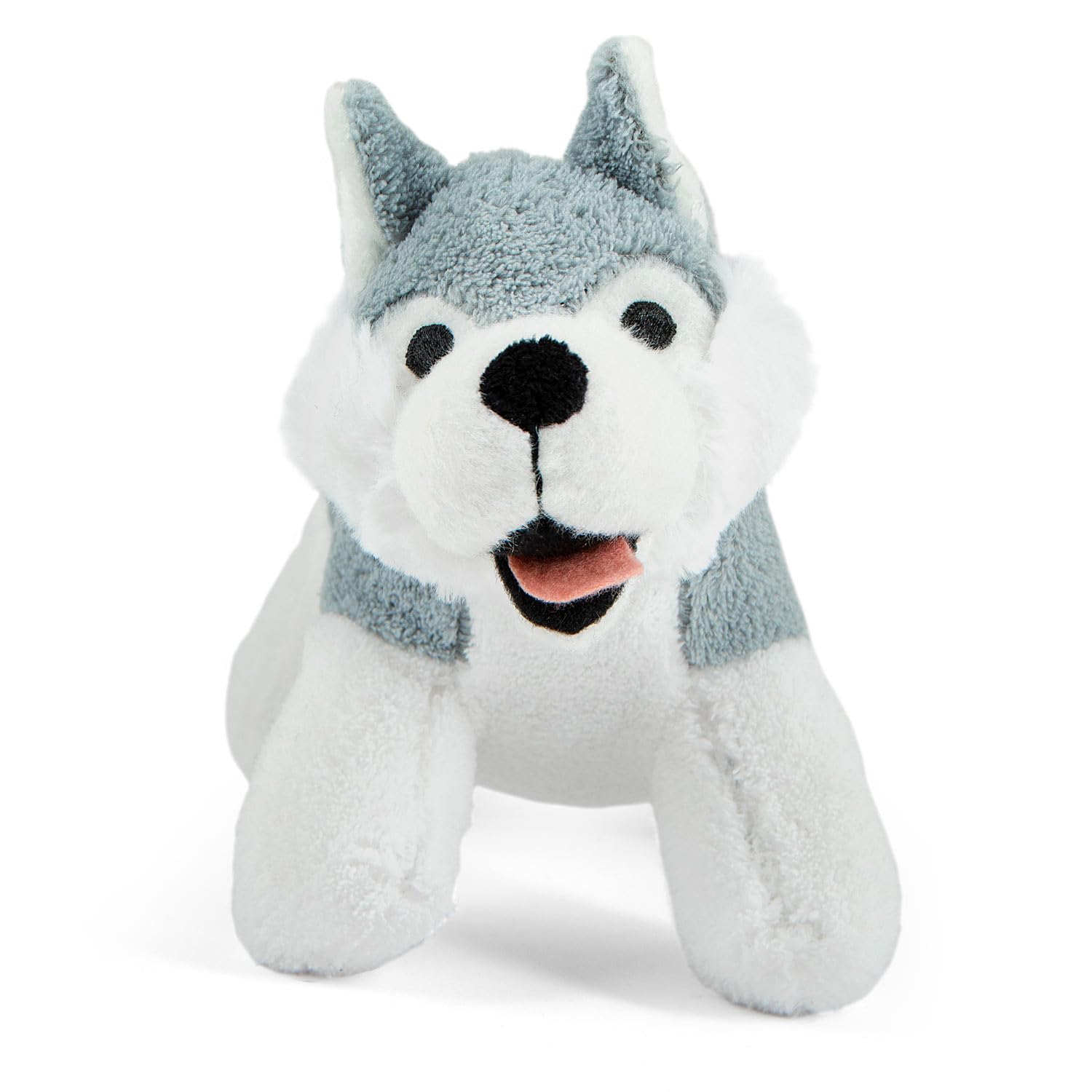 Jeffers Pet Plush Dog Toy With Squeaker, Gray Husky 8'' - Soft Crinkle Fabric, Safe & Durable, Healthy Fun For Small & Medium Do