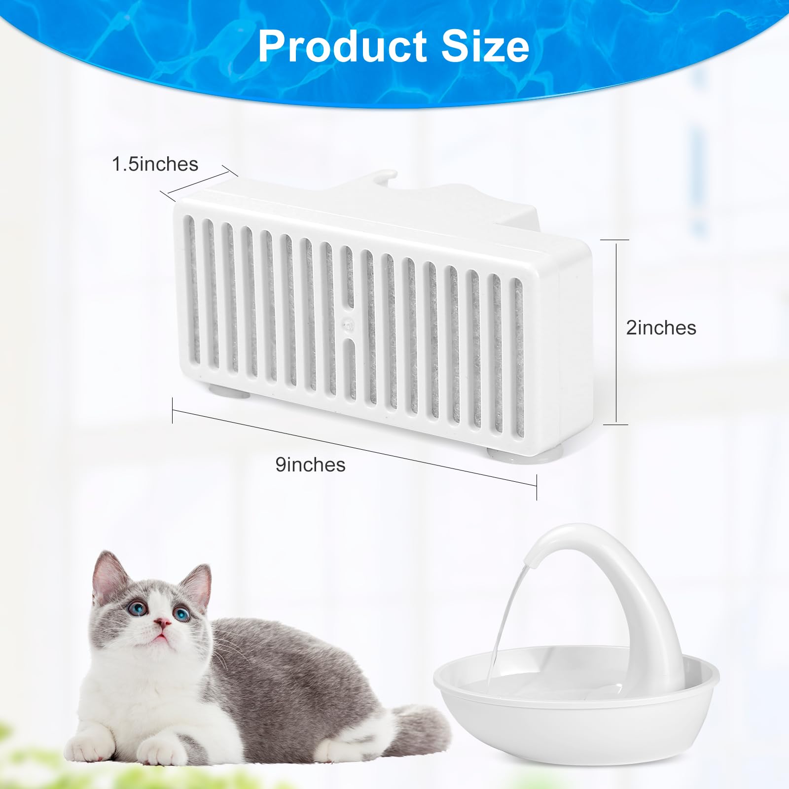 T-Shaped Suction Cup Water Filter Compatible With Cat Drinking Fountain (6 Filters)