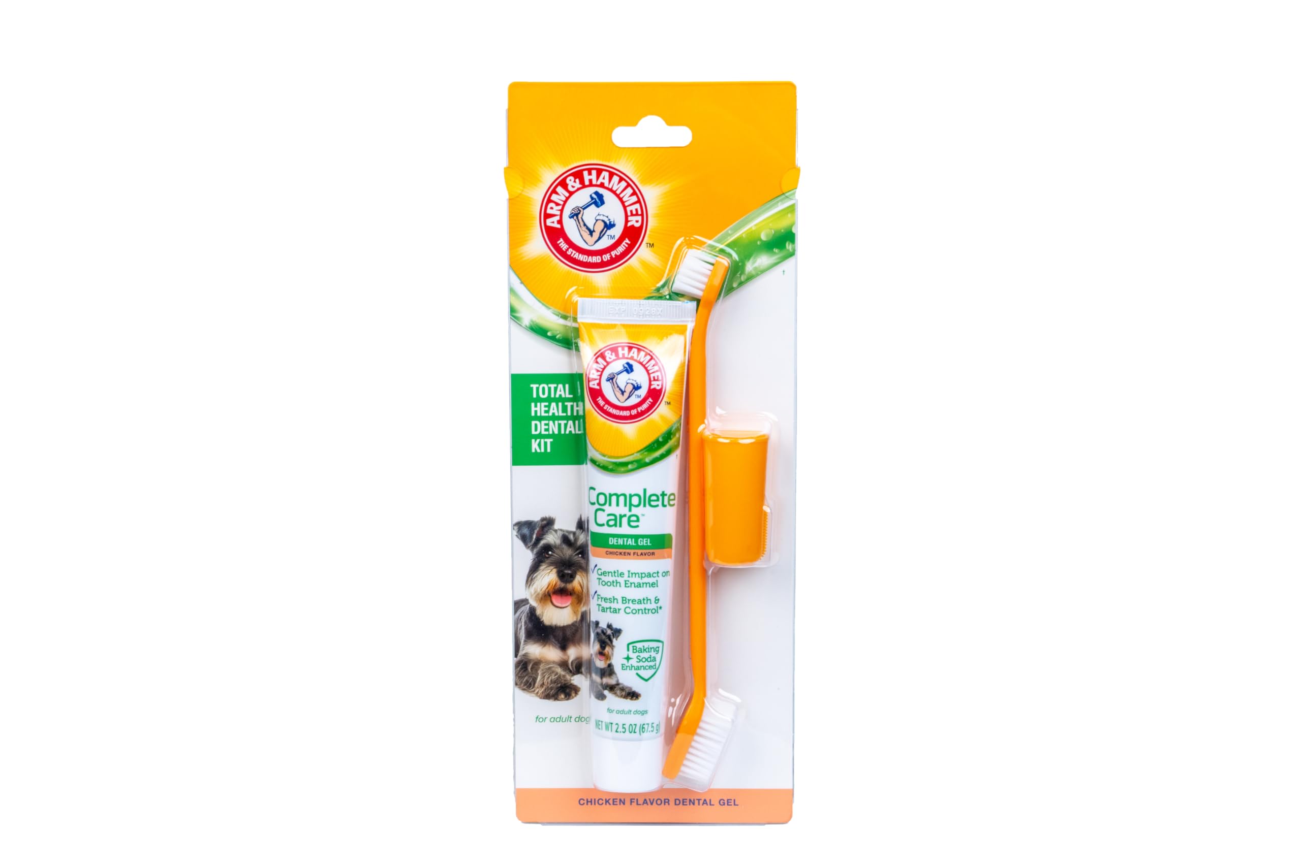Arm & Hammer Complete Care Dental Gel Dog Toothbrush Kit, Gel Dog Toothpaste, Toothbrush, Finger Brush, Fresh Breath, Tartar Con