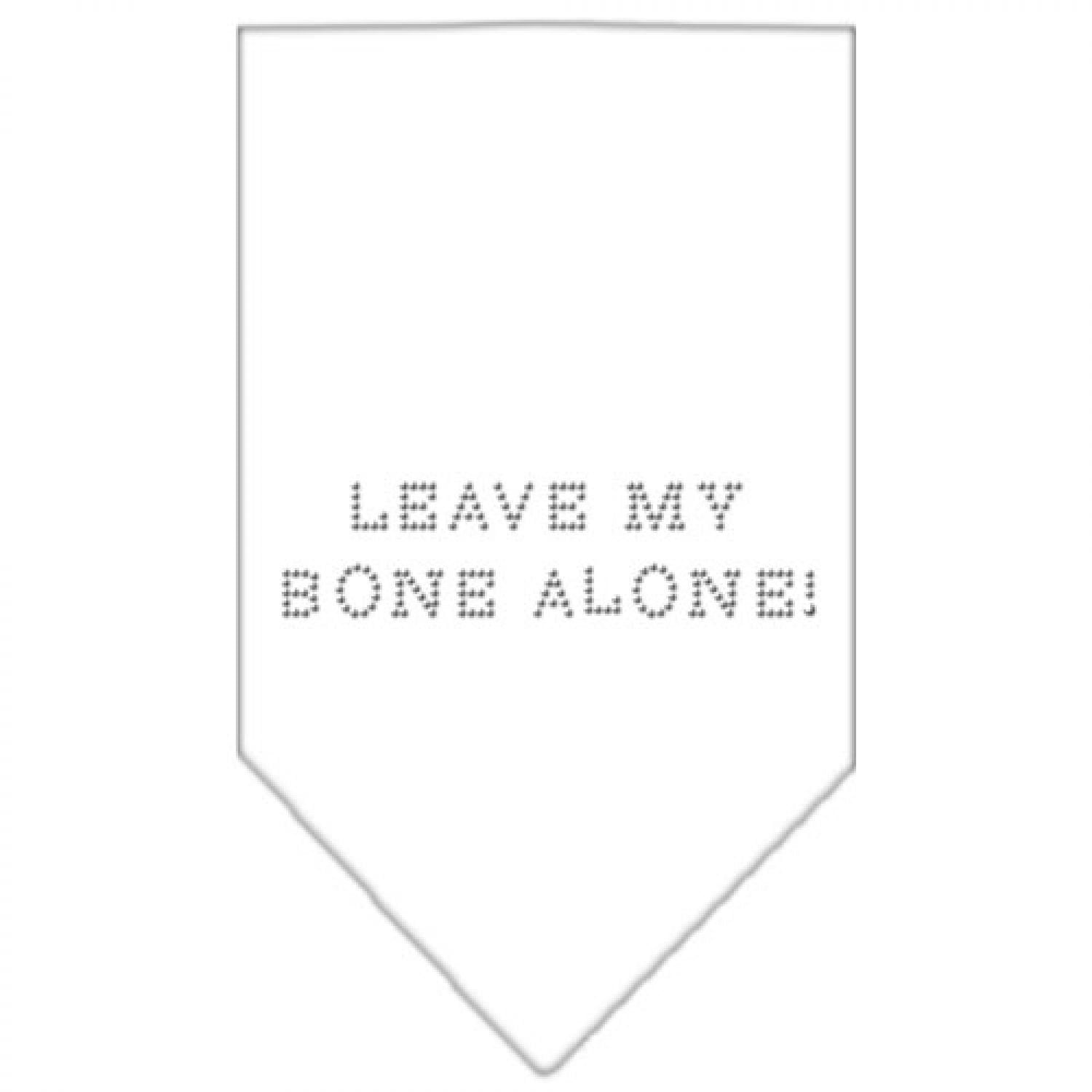 Pet and Dog Bandana Rhinestone, "Leave My Bone Alone" White Large