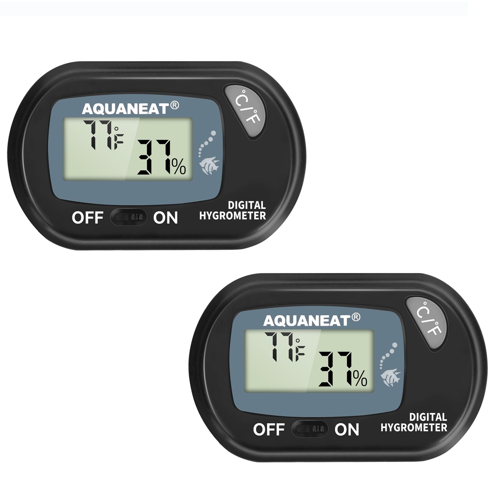Aquaneat 2 Packs Reptile Thermometer Hygrometer Digital Display Temperature And Humidity Moniter For Reptiles Rearing Box With S