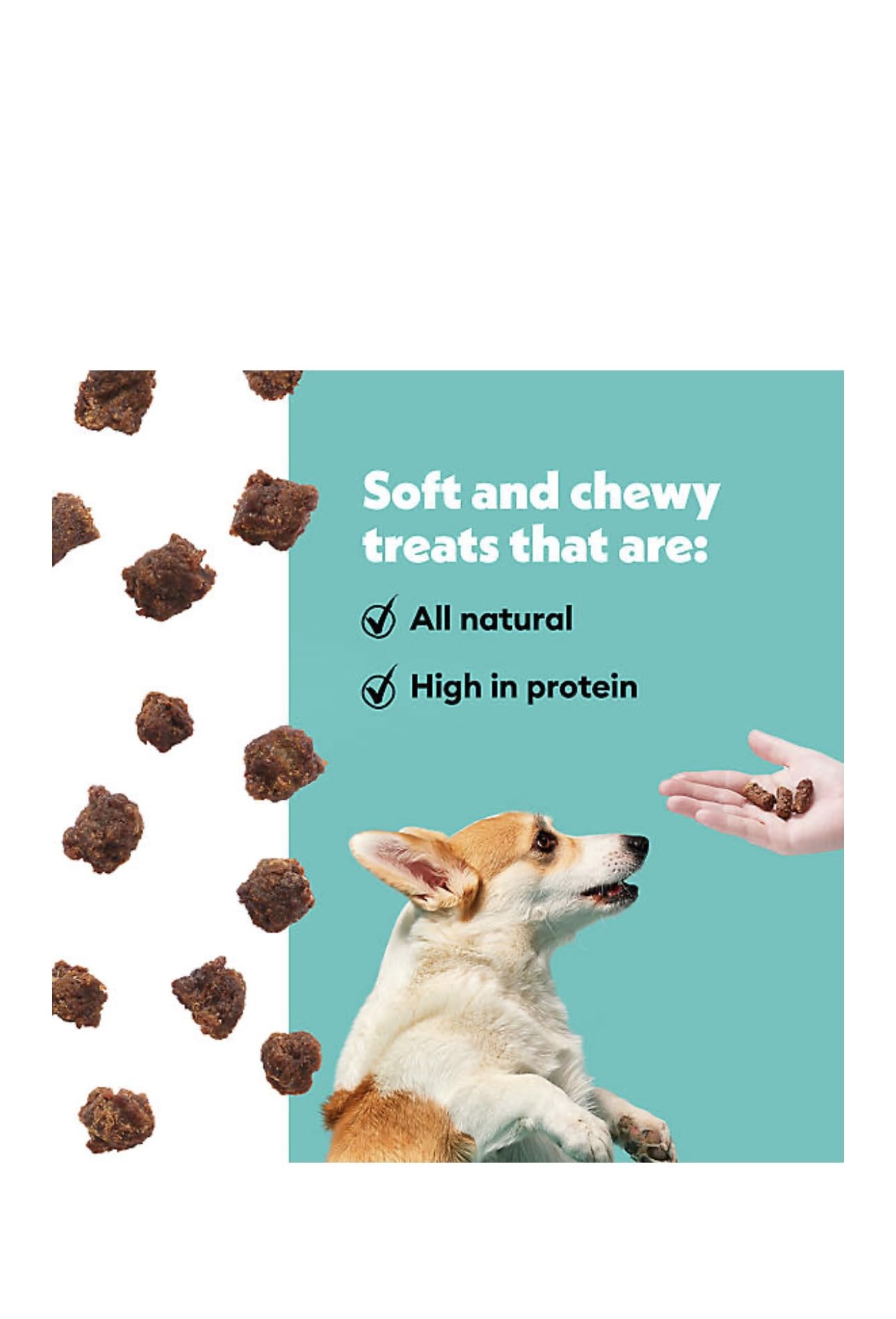 Wiggles & Wags Poppers Soft and Chewy Dog Treats, Pork, Beef & Blueberry, 8 OZ