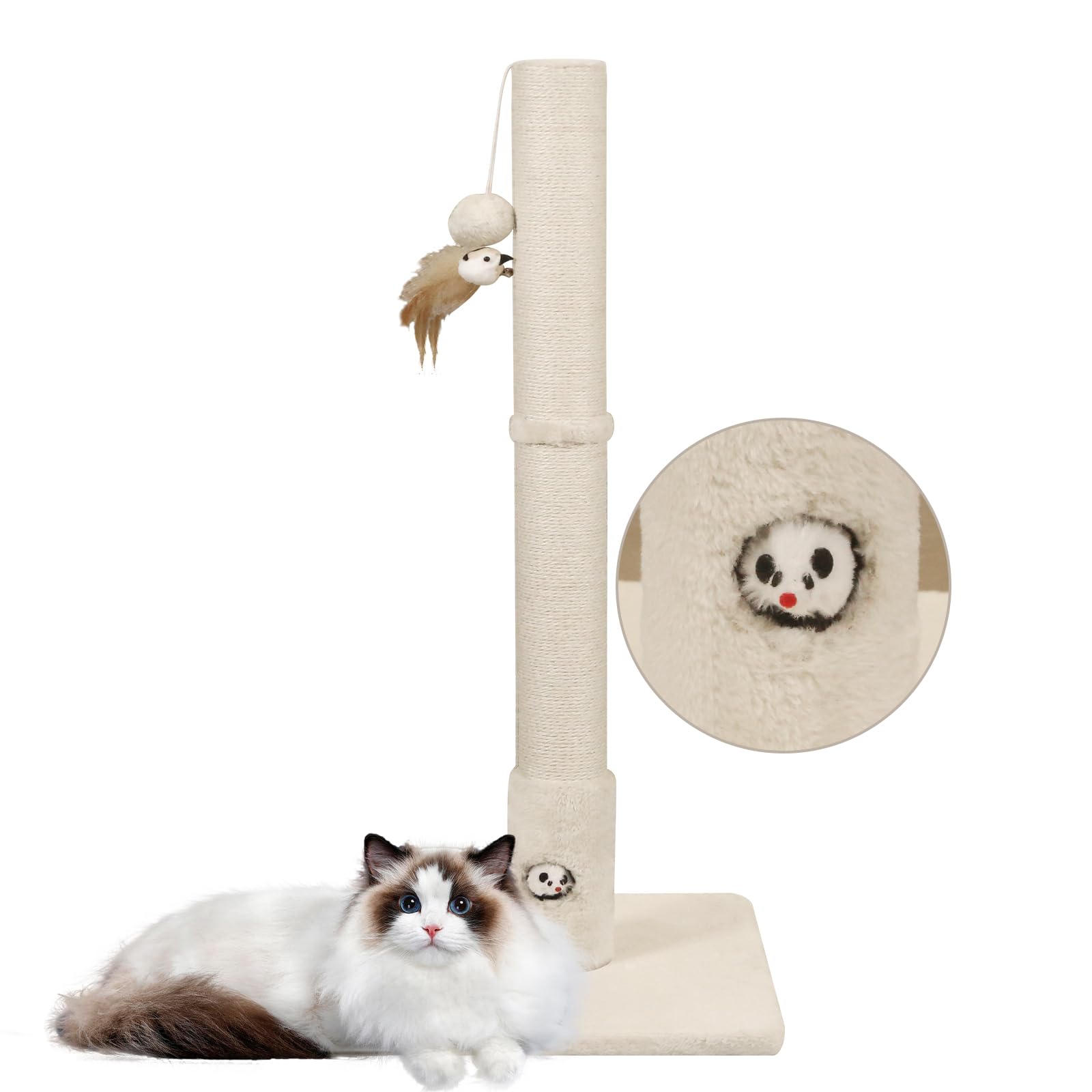 Woochpet 34 Tall Cat Scratching Post With Premium Sisal Rope For Indoor Scratcher Post Tree For Indoor Cat Toy With Mouse Hole, 