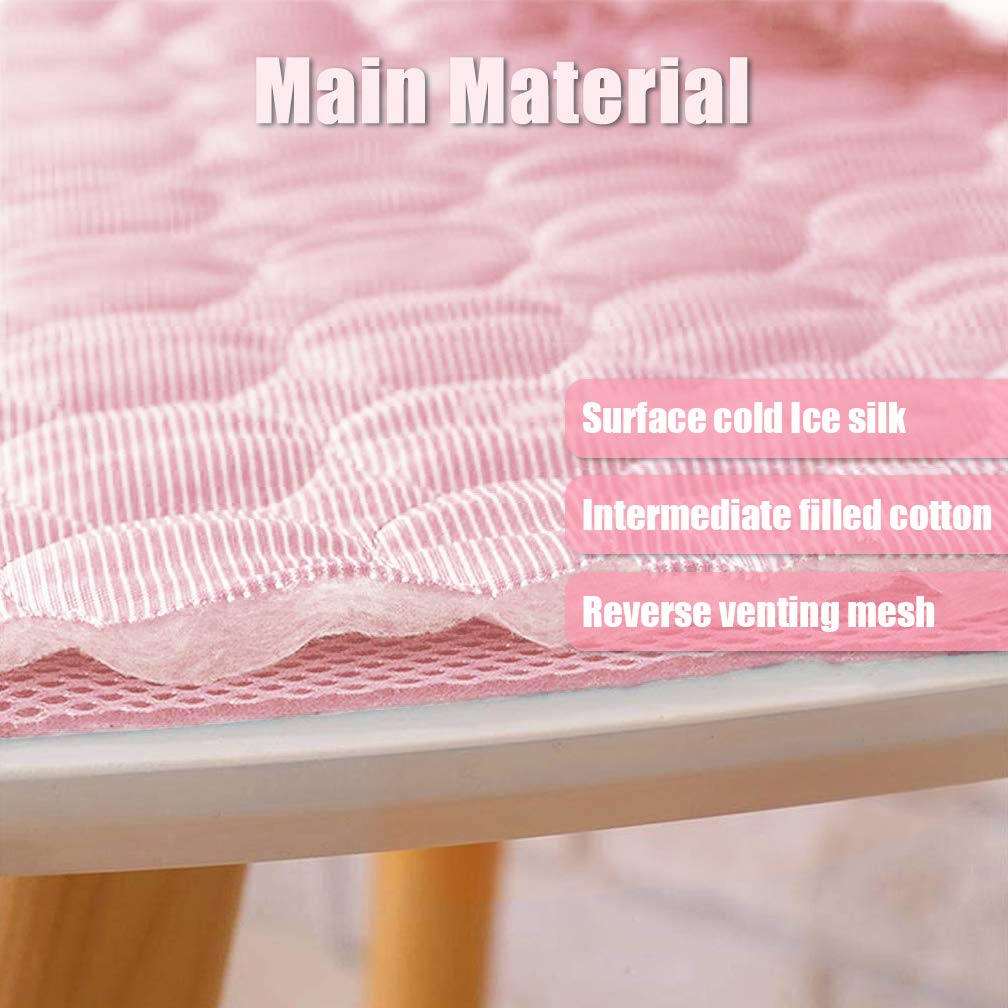 Meilimiyu Washable Dog Cooling Mat Ice Silk Pet Self Cooling Pad Blanket (28X22 In, Pink)