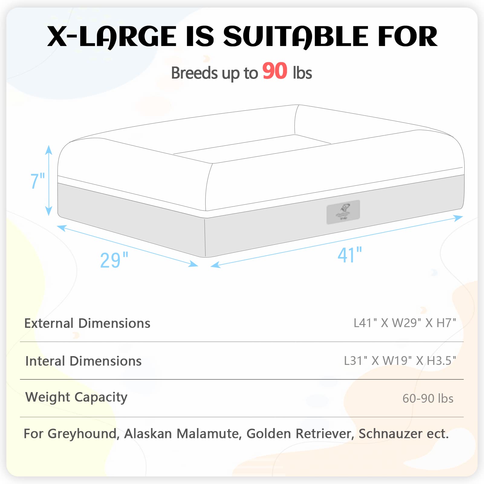 Yiruka Xl Dog Bed, Orthopedic Dog Bed, Washable Dog Bed With [Removable Bolster], Waterproof Dog Bed With Nonskid Bottom, Pet Bed, Brown Dog Beds For Extra Large Dogs