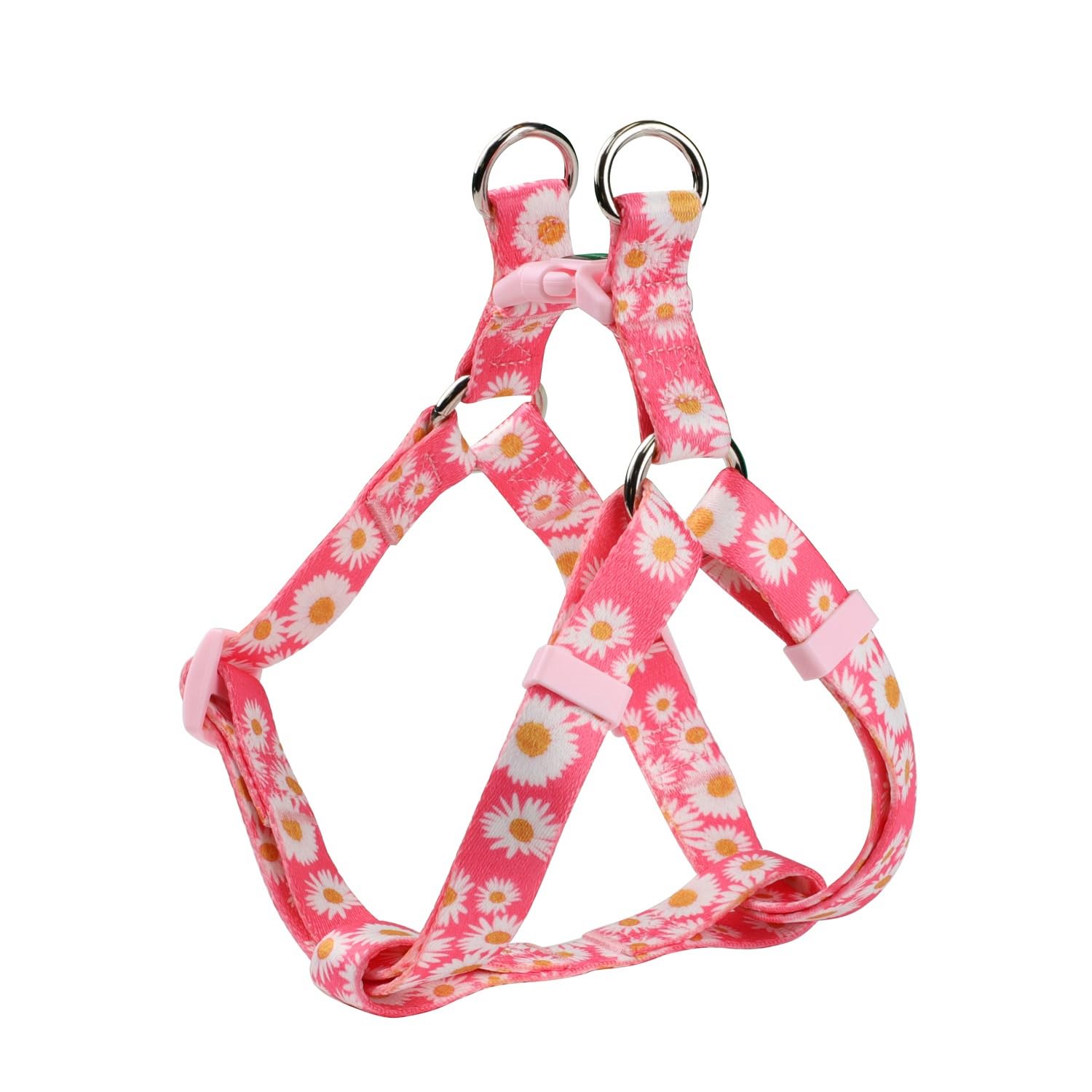 Olahibi Harness And Leash Set, Floral Pattern, 5Ft Matching Leash, No Pull, Easy Wear For Small Puppy Dogs.(Xs, Pink Daisy)