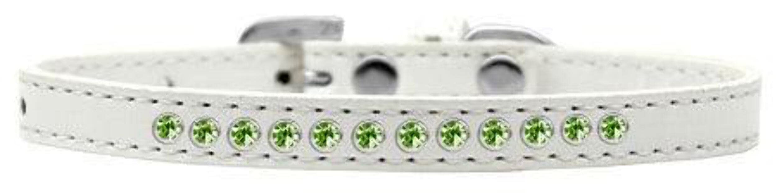 Mirage Pet Products Lime Green Crystal Black Puppy Dog Collar, Size 10
