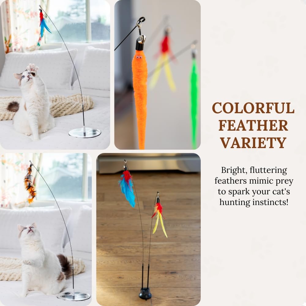 Gadgetsology Suction Cup Cat Toys For Indoor Cats Interactive Suction Cup Cat Wand Toy Feather Teaser For Indoor Cats & Kittens