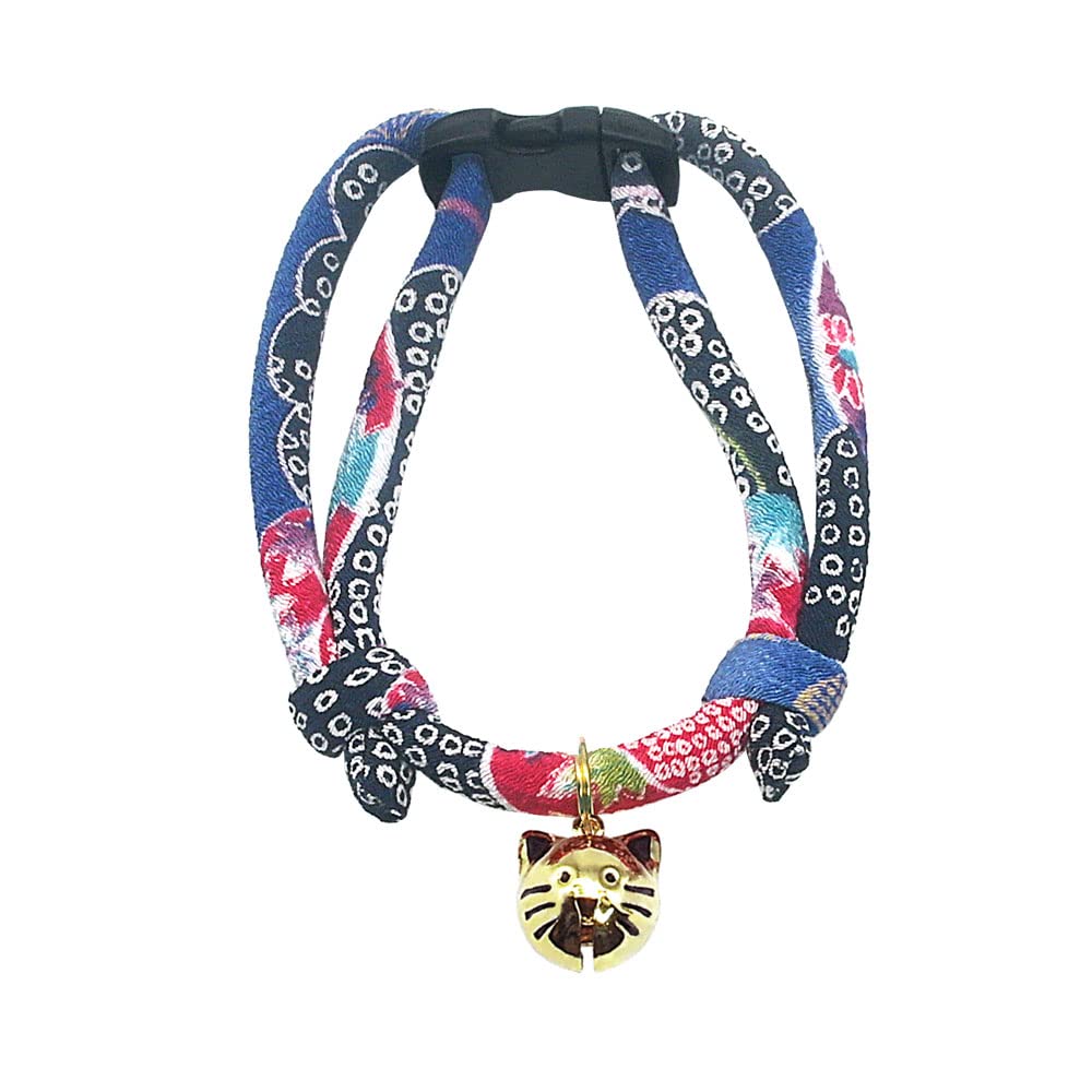 Petsokoo Cat Collar With Kitty Face Bell. Cute Japan Chirimen Kitten Collar. Soft & Lightweight.