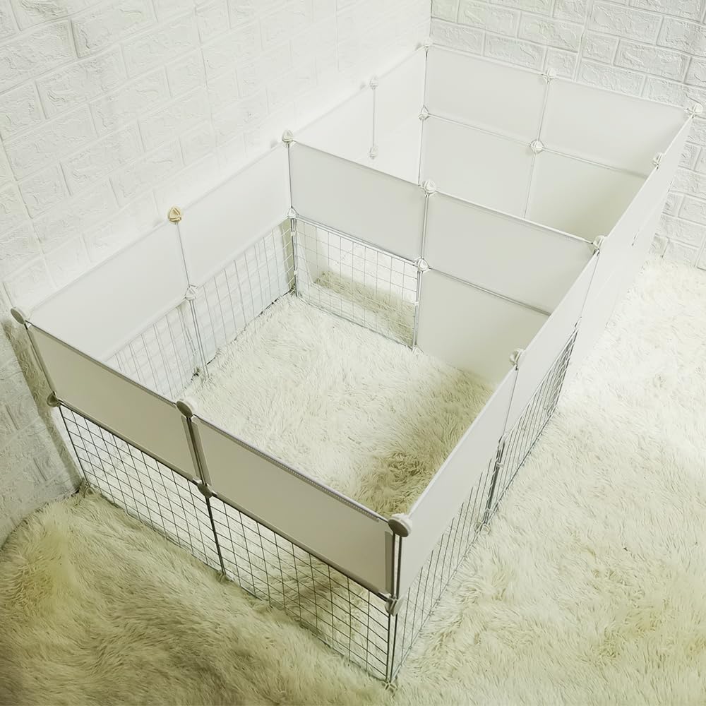 Dog Playpen Indoor With Door, Diy Puppy Play Pen Portable Metal Wire Yard Fence Small Animal Exercise Cage For Small-Sized Dog (