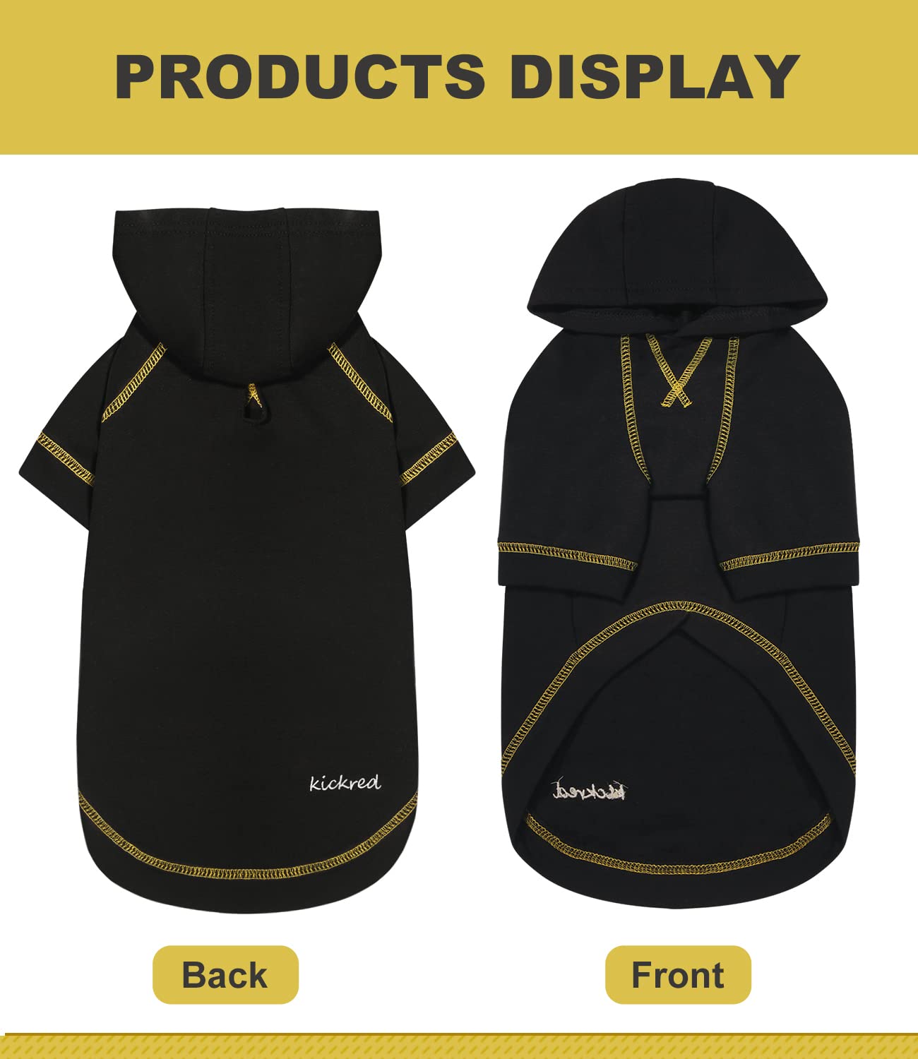 Kickred Basic Dog Hoodie Sweatshirts, Pet Clothes Hoodies Sweater With Hat And Leash Hole, Soft Cotton Outfit Coat For Large Medium Small Dogs