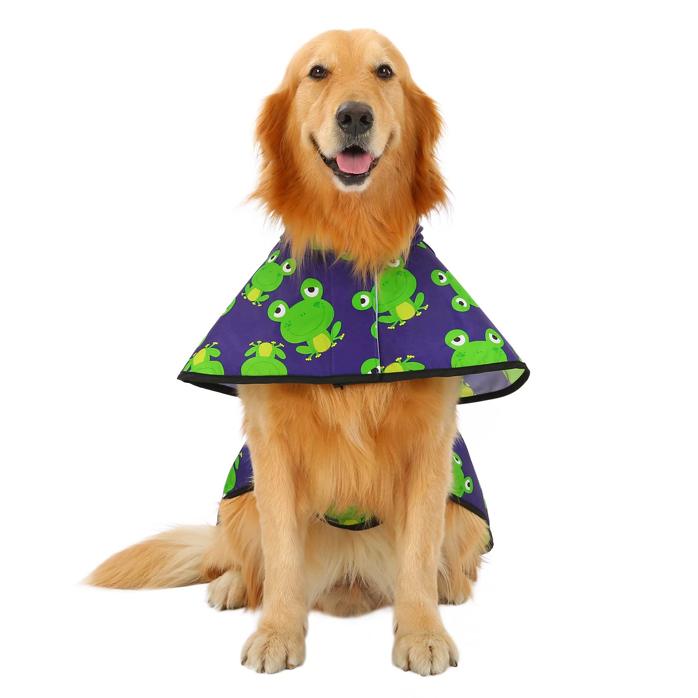 Hde Dog Raincoat Hooded Slicker Poncho For Small To X-Large Dogs And Puppies Frogs - L
