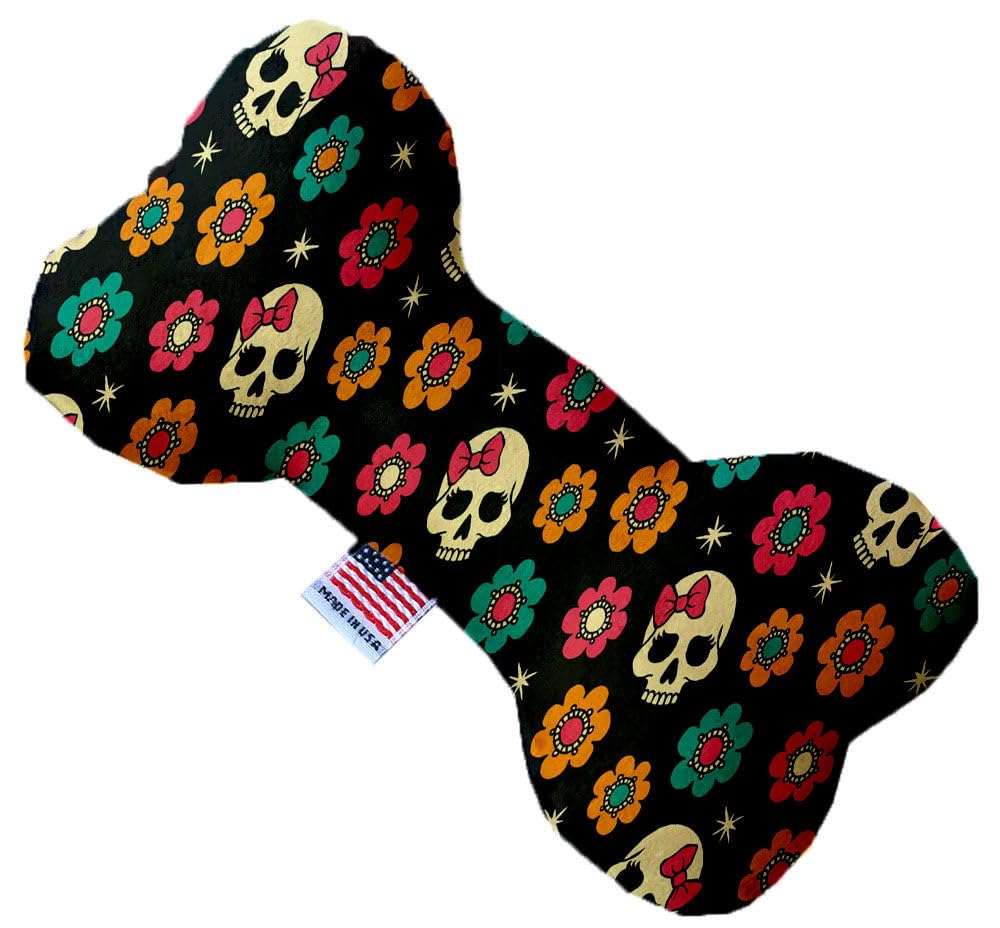 Pet and Dog Plush Heart or Bone Toy, &quot;Skulls Group&quot; (Available in different sizes, and 12 different pattern options!) Sugar She Skulls 8&quot; Plush Bone