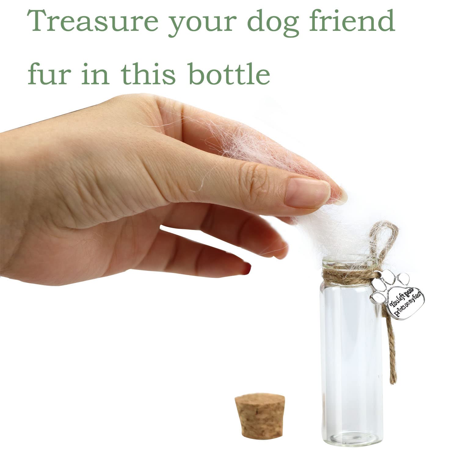 Pet Hair Memorial Bottle,Glass Vial For Ashes Or Hair Dog Or Cat Keepsake Pet Loss Gift (Bottle)