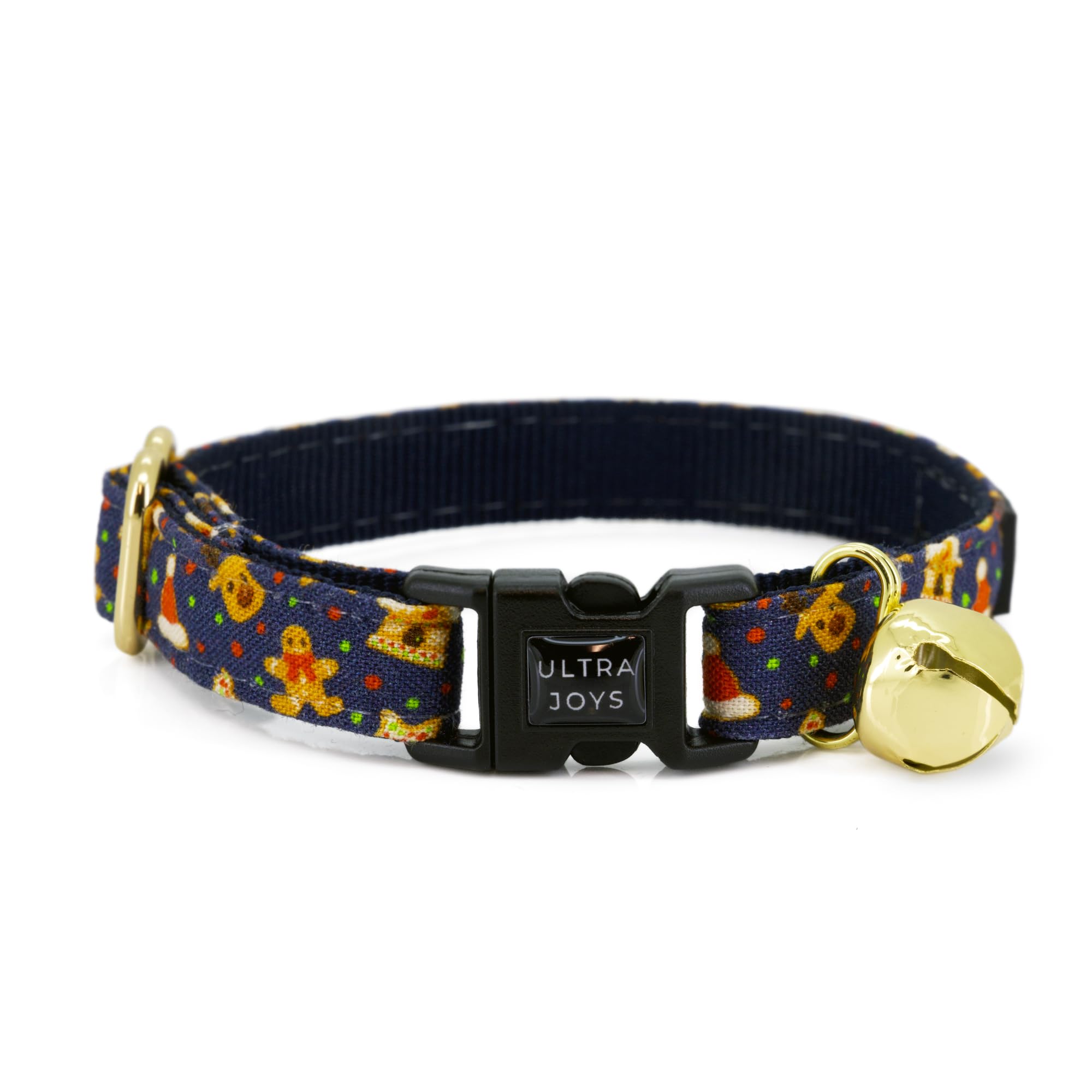Ultra Joys Cat Collar - Breakaway With Bells - Boy & Girl Kitten Collars - Gingerbread Man Small