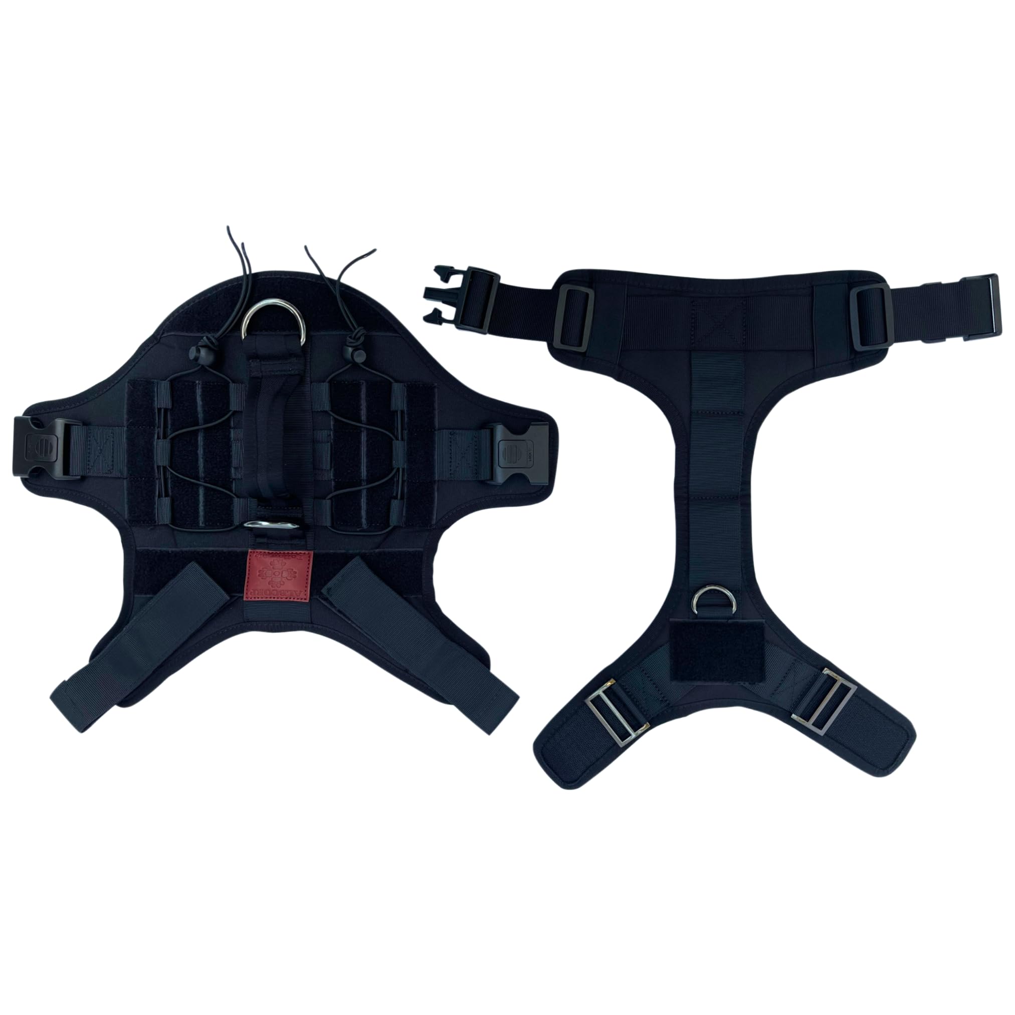 Albcorp Tactical Dog Harness - Heavy Duty, No-Pull Training Vest For Large Breeds, Military Service Dog Vest With Front Leash Clip, Hook & Loop Panels, Padded Handle – Black, Medium
