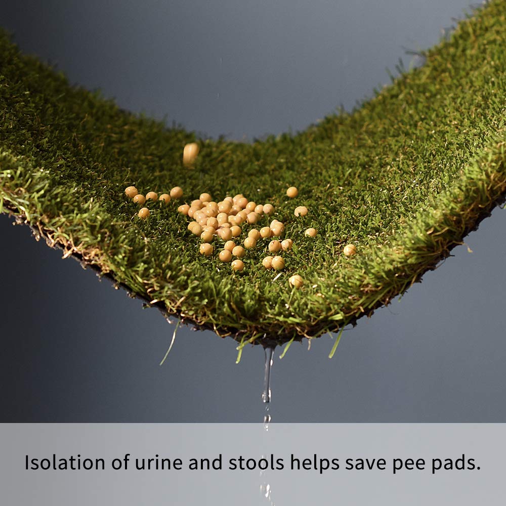 HQ4us Dog Grass Pad with Tray Small 23 x 16 Dog Litter Box Toilet for Puppy (No Grate) with 2×Artificial Grass for Dogs with Hemmed Edge, Pee Pads for Dogs, Realistic, Less Stink, Potty for Balcony -Like New