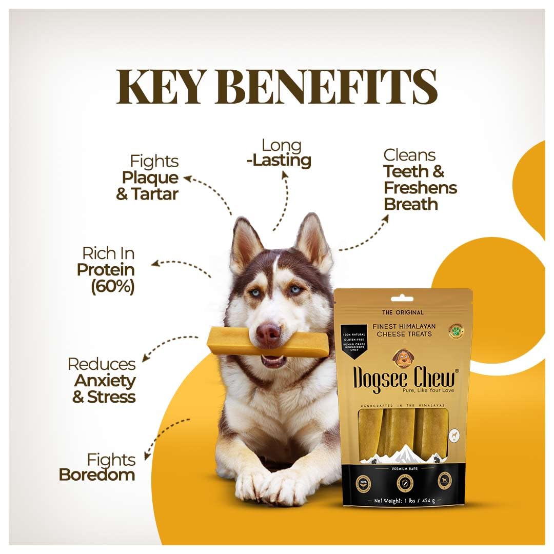 Dogsee Original Himalayan Yak Cheese Dog Chews XL - 6 Chews | Dog Treats Rawhide Free | Fight Plaque & Tartar | All Natural Long