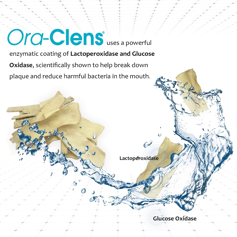 Ora-Clens Oral Hygiene Chews for Medium Dogs-Enzymatic Dental Treats for Daily Oral Care, Cleans Teeth and Freshens Breath, Redu