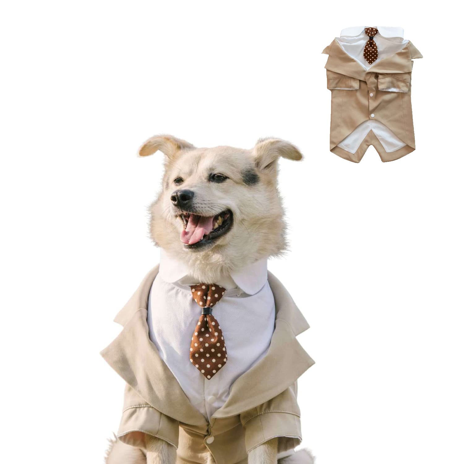 Hdkuw Large Dog Wedding Shirt, Dog Tuxedo With Bow Tie, Dogs Wedding Formal Suit, Doggie Prince Gentleman Costume For Medium Lar