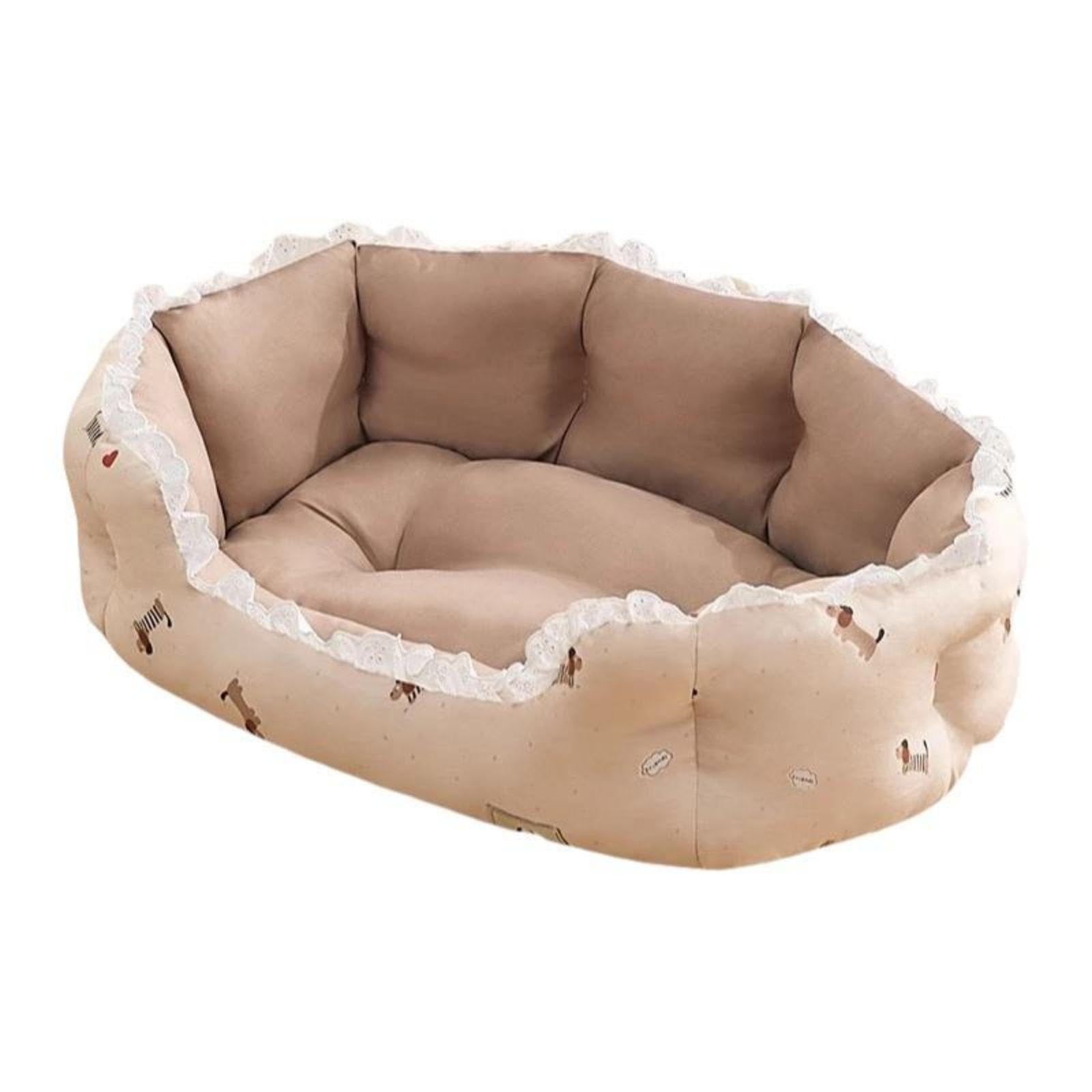 MERISHOPP Dog Bed, Removable cleanable Cover, NonSlip Bottom, Pet Couch Sofa Mocha Puppy 76x56x23cm