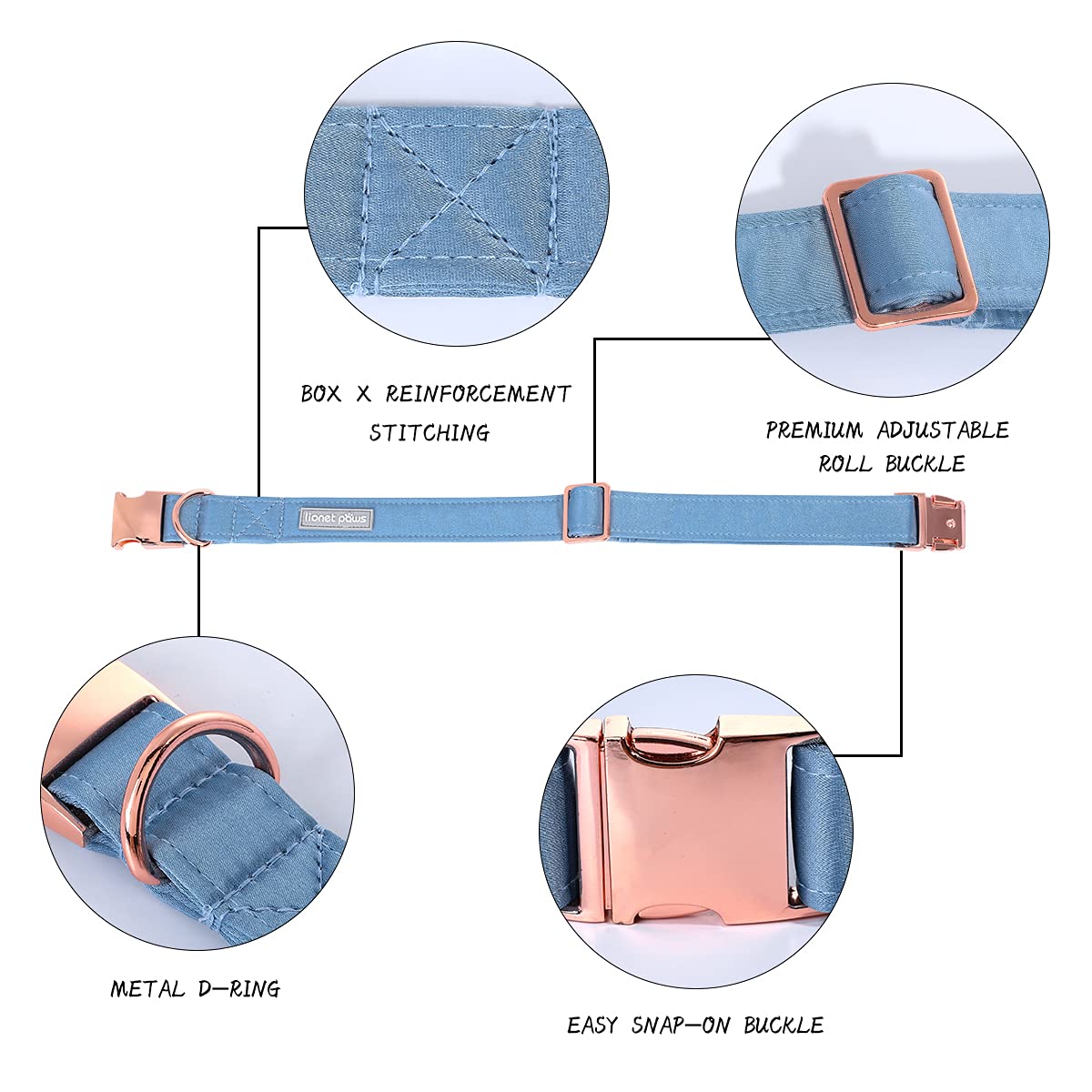 Lionet Paws Bowtie Dog Collar - Comfortable Silk Boy Dog Collar With Detachable Bow Tie For Medium Dogs, Neck 13.5-22 Inches