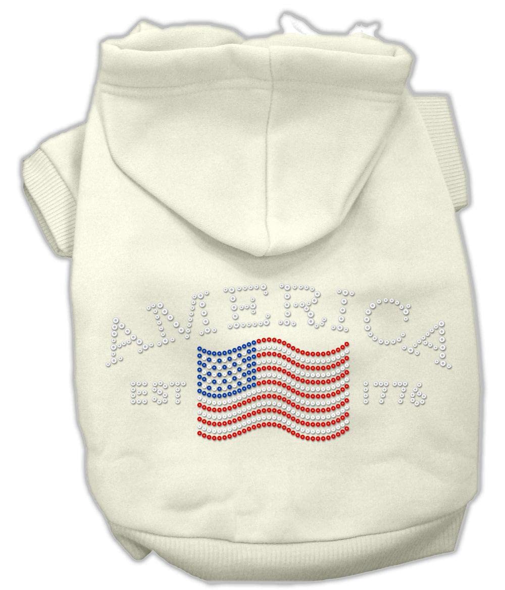 Pet, Dog & Cat Hoodie Rhinestone, &quot;Classic American&quot; Cream 3XL (25-35 lbs.)