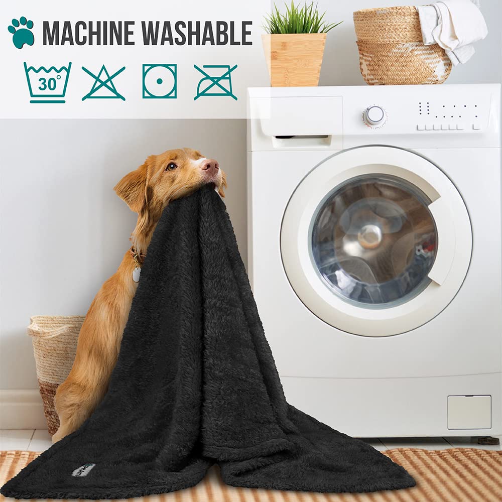 Petami Fluffy Dog Blanket For Small Medium Large Dogs, Sherpa Soft Warm Pet Fleece Throw For Indoor Cats, Fuzzy Plush Shaggy Blanket Furniture Protector Sofa Couch Bed, Black 60X80