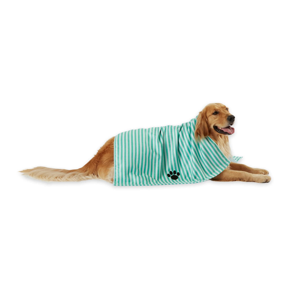 Bone Dry Pet Grooming Towel Collection Absorbent Microfiber X-Large, 41X23.5'', Striped Aqua