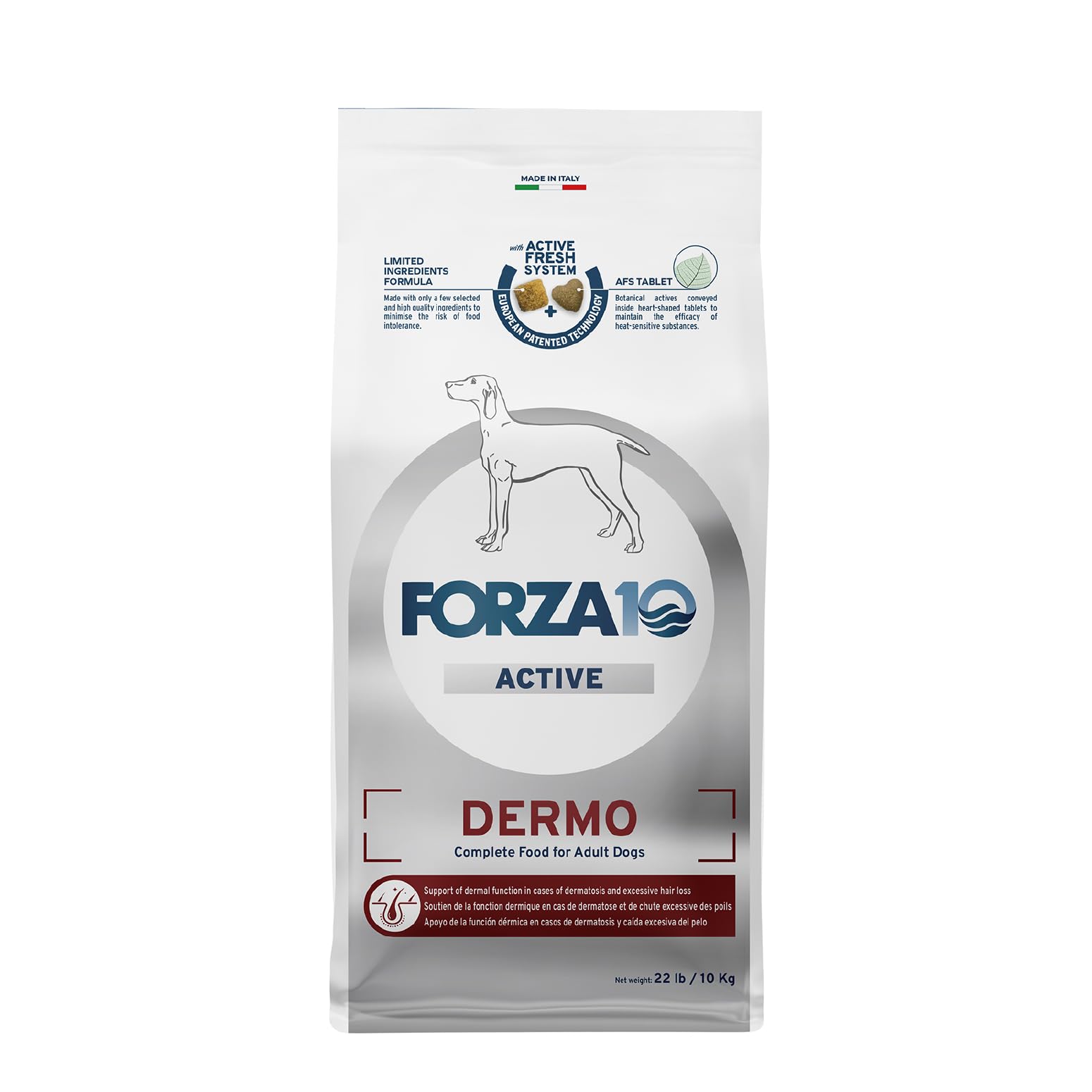 Forza10 Dermo Allergy Dry Dog Food - 22 Pounds - Limited Ingredient Dog Food for Allergies and Itching - for Skin Support, Derma