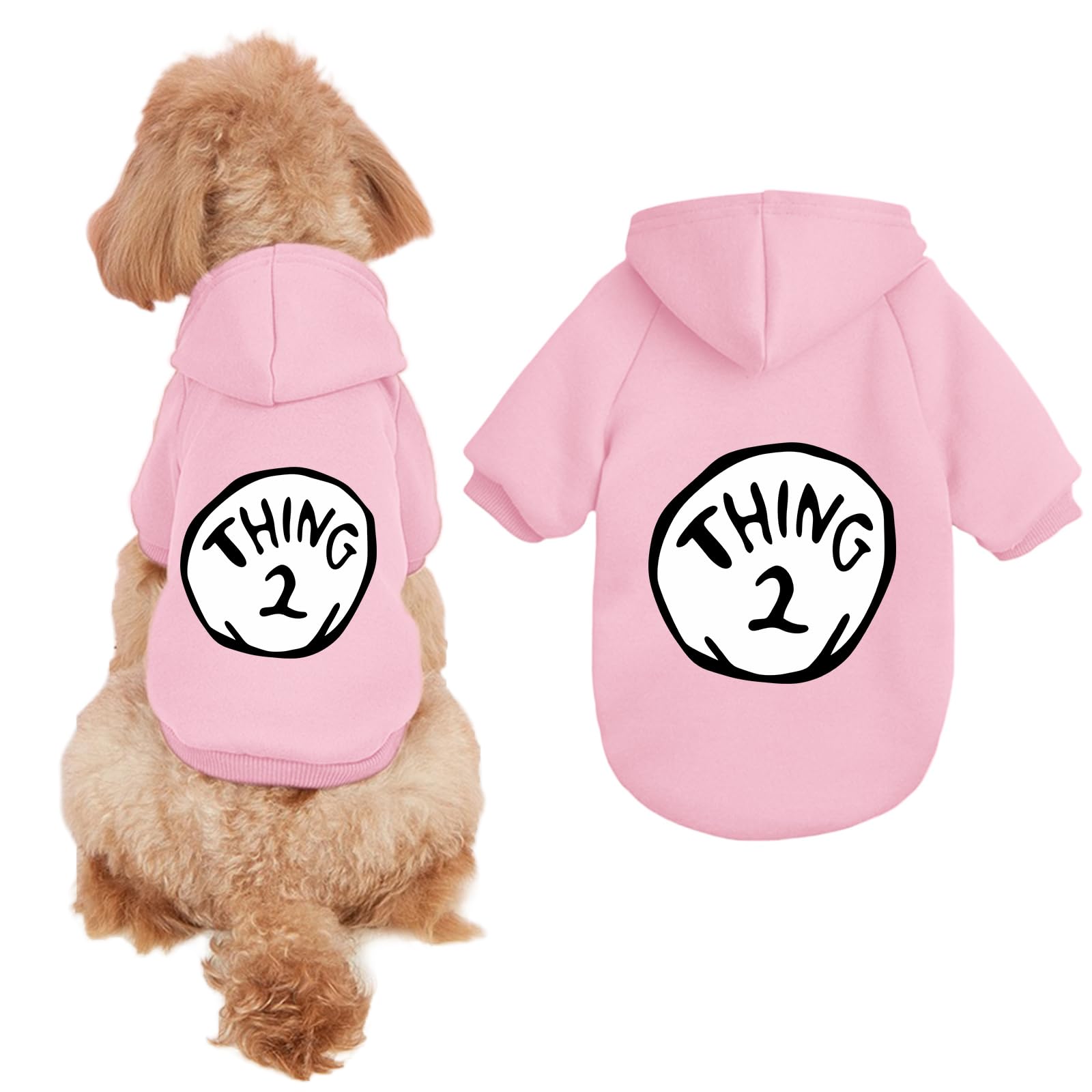 Cayxatiu Dog Hoodie Pet Clothes For Small Dogs Thing 2 Printed Hoodies Medium Puppy Hooded Sweatshirt Pullover Outfit(Pink,2Xl)