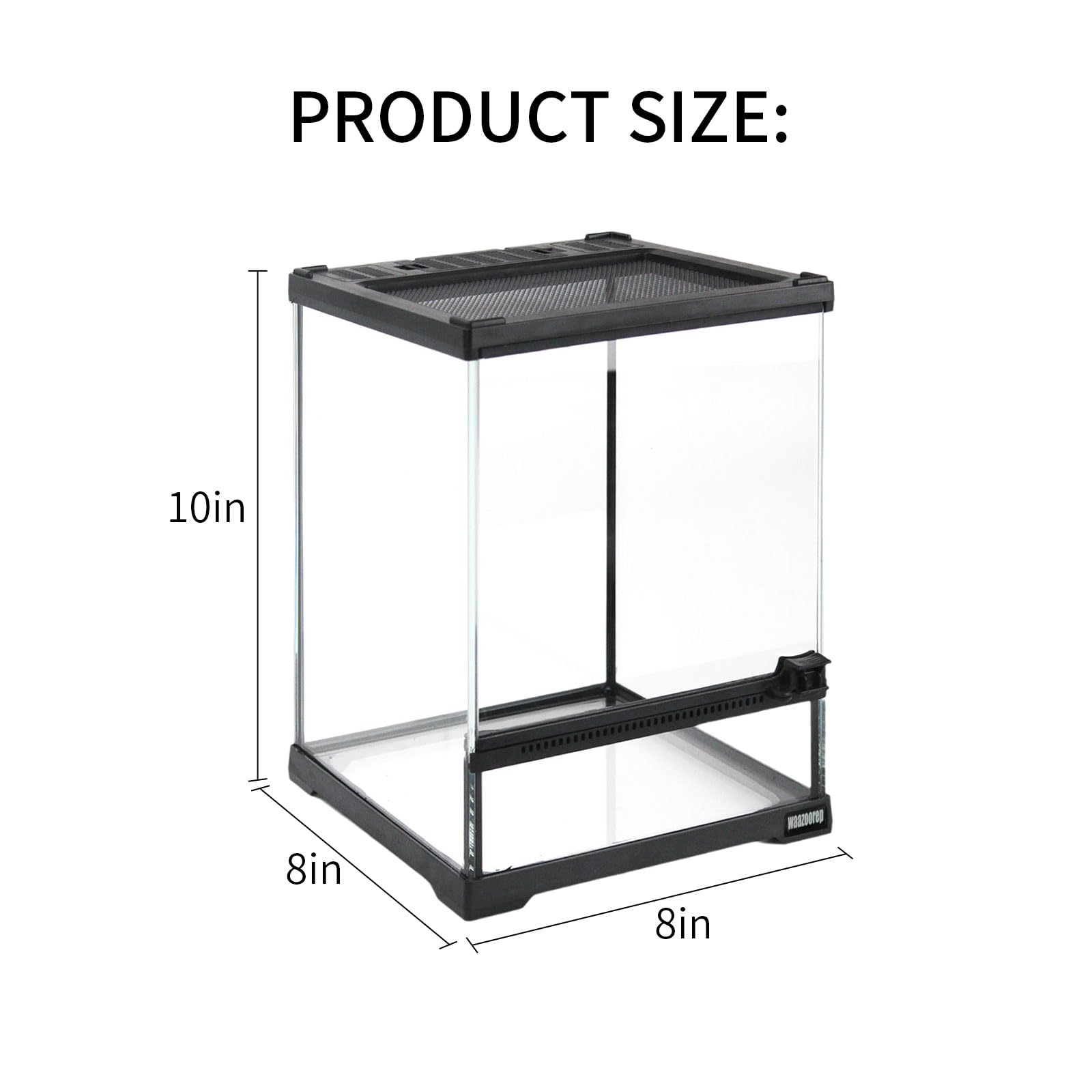 Waazoorep Mini Reptile Glass Terrarium Tank 8'*8'*10' Full View With Front Opening Door,Amphibians Enclosure Habitat Cage For