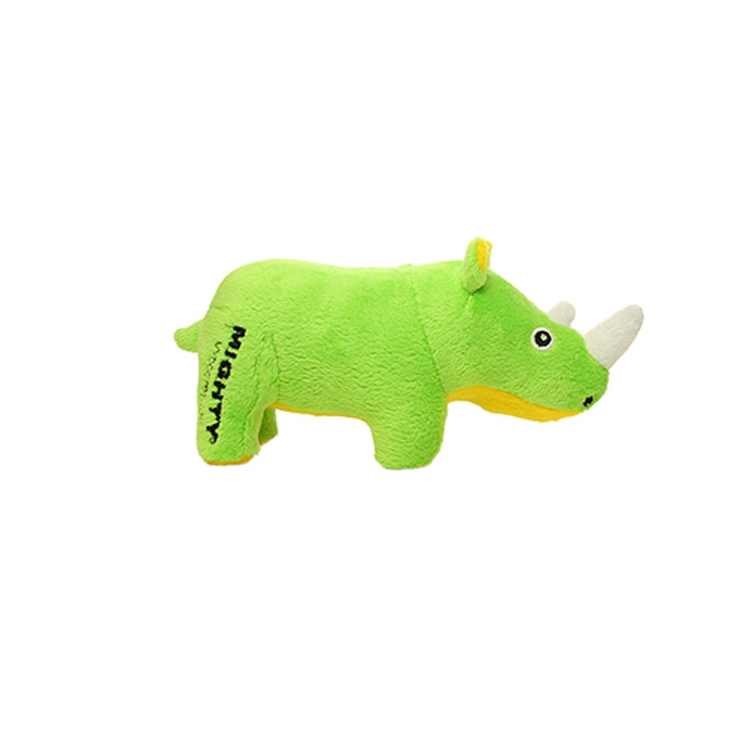 Mighty- Safari Junior Green Rhino - Squeaker-Multiple Layers. Made Durable, Strong & Tough. Interactive Play (Tug, Toss & Fetch). Machine Washable & Floats