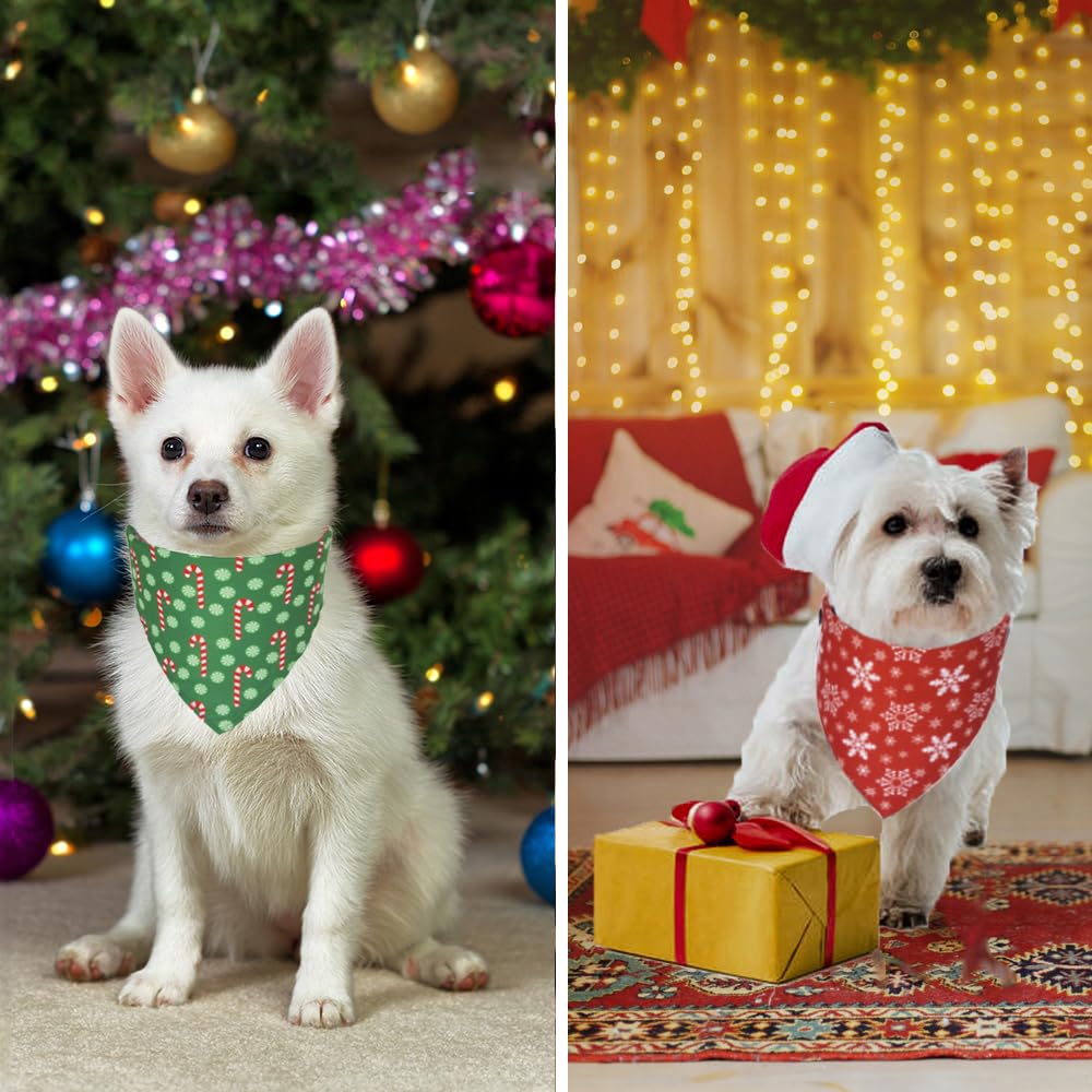 ADOGGYGO 4 Pack Dog Bandana Christmas Scarf Bibs Kerchief Set Pet Christmas Costume Xmas Holiday Bandanas for Small Dogs Pets (S