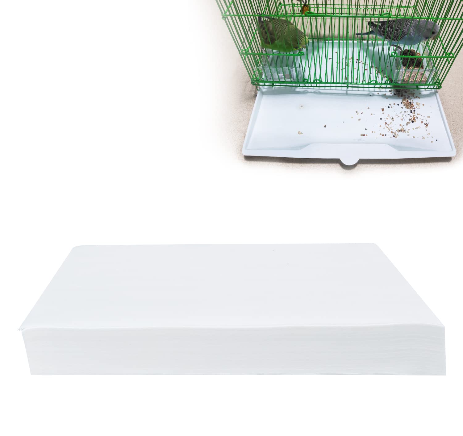 Ruby.Q Bird Cage Liner Papers, 100/200 Sheets Non-Woven Bird Cage Liners, Precut Absorbent Bird Paper (14X10In, 100 Sheet)