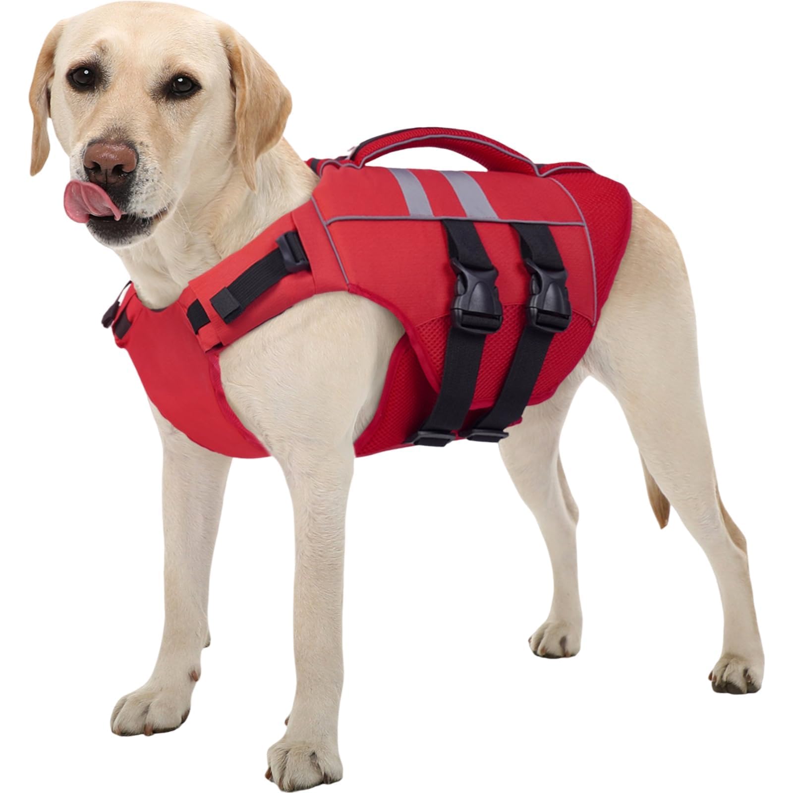 Kuoser Xl Dog Life Jacket, Large High Flotation Dog Life Vest For Swimming Boating, Reflective Dog Swimming Vest Pet Life Preser