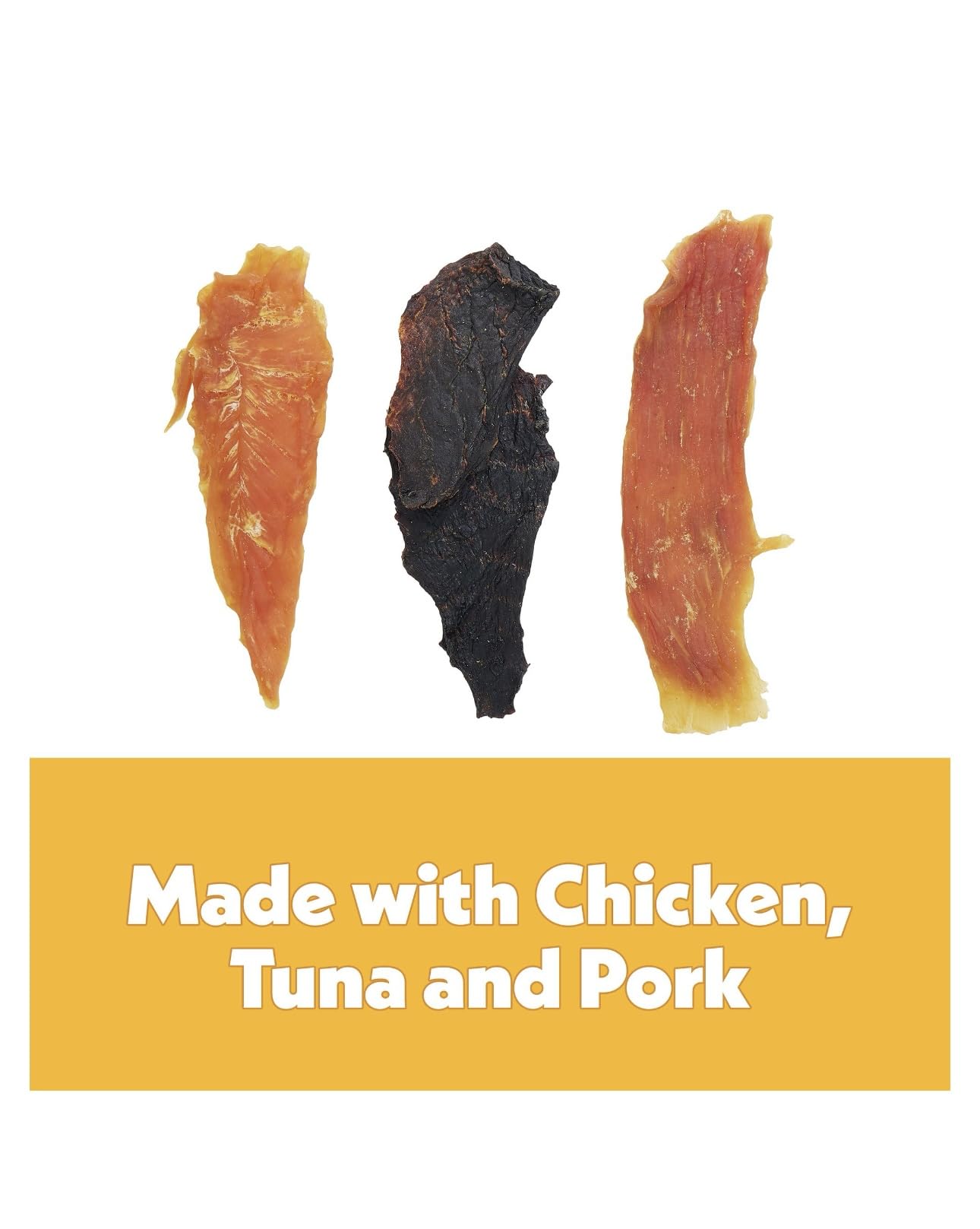 Wiggles & Wags Jerky Cuts Dog Treats, Assorted Chicken, Tuna and Pork, 16 Ounces with a DN Essentials Bone Shaped Waste Bag Disp