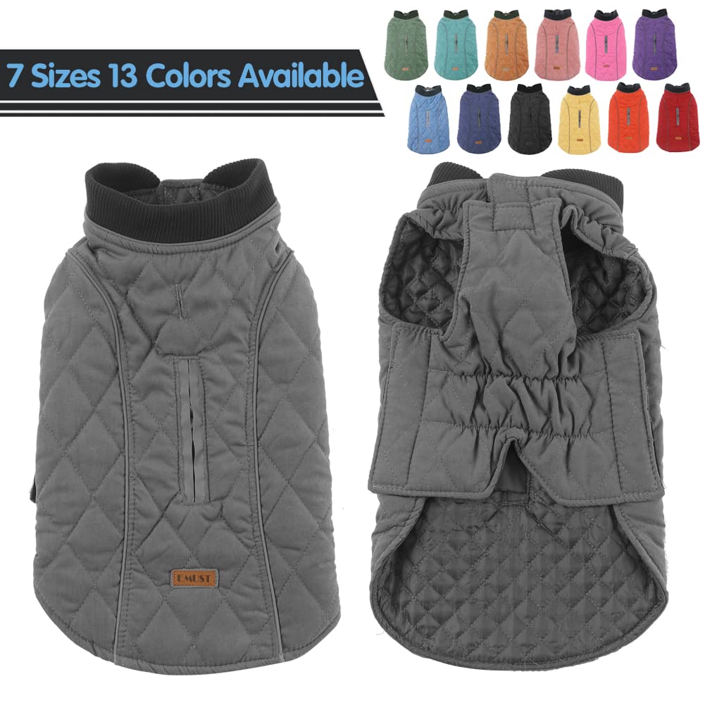 Emust Winter Dog Coats - Windproof Warm Dog Jacket For Cold Weather, 7 Sizes, 13 Colors (X-Small(Pack Of 1), Grey)