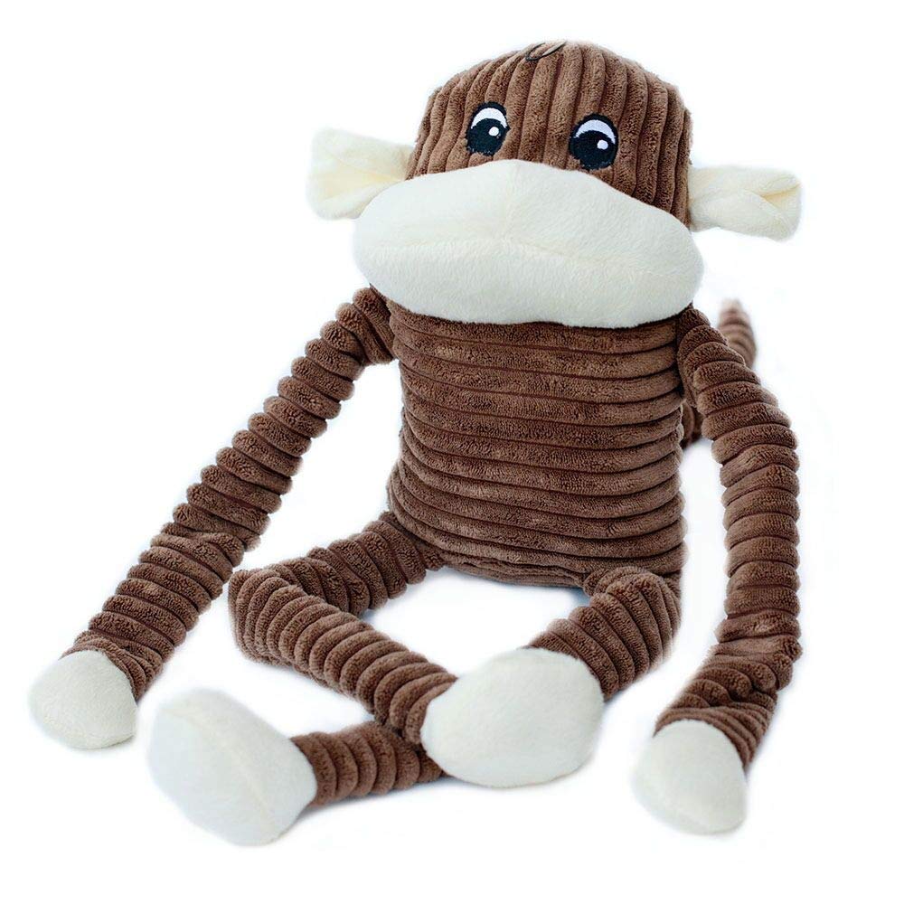 Zippypaws Spencer The Crinkle Monkey Plush Dog Toy With Round Squeaker And Crinkle Arms And Legs, X Large, Brown