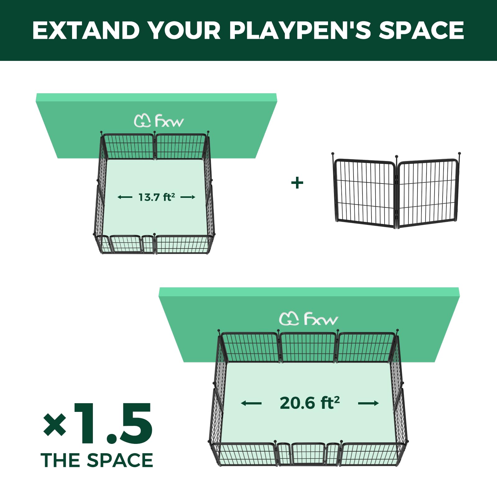 Fxw Rollick Dog Playpen For Indoor, Yard, Rv Camping, 24 Inch 2 Panels For Puppy And Small Dogs│Patented