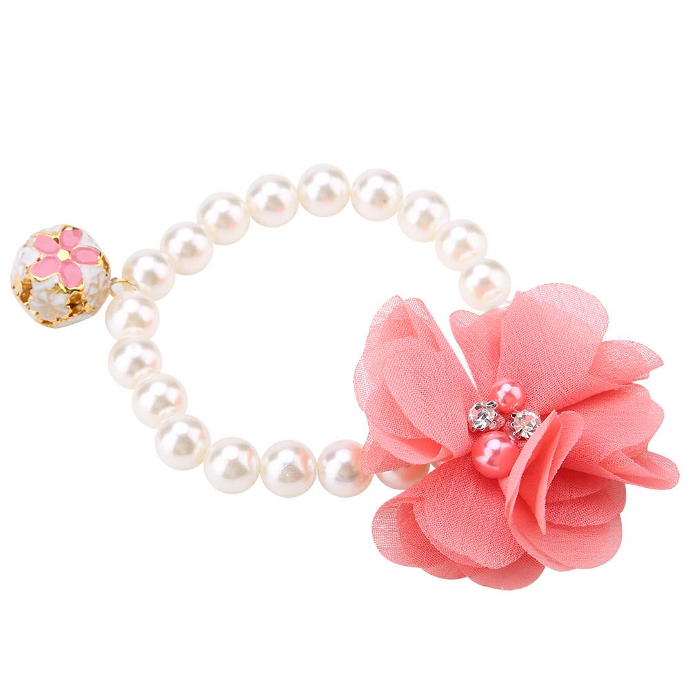 Pet Pearl Flower Collar, Elastic Cat Collar Choker Necklace Pet Dog Cat Jewelry Necklace For Puppy Collar Jewelry Accessory()