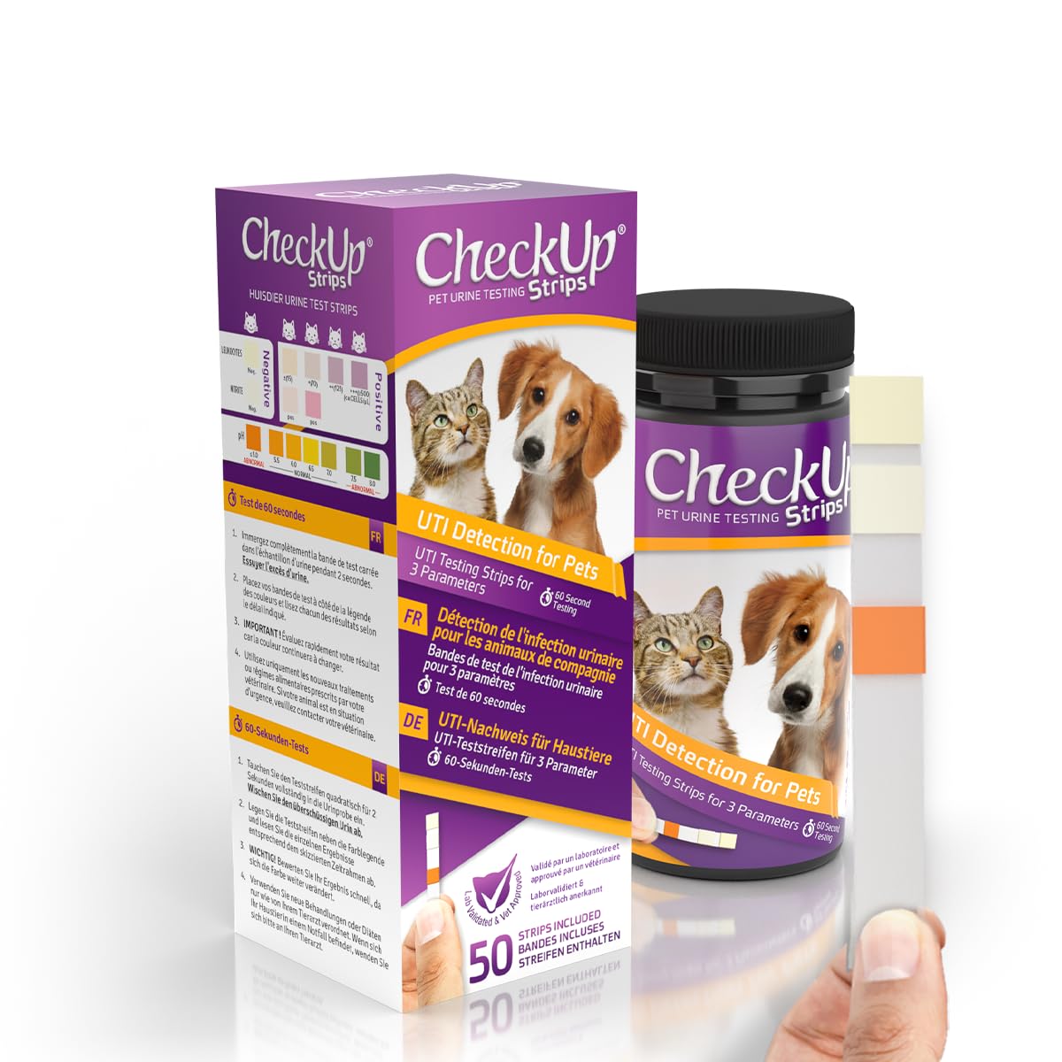 Kit4Cat Checkup Cat And Dog Uti Urine Test Strips | 3 Parameters Checkup In 1- A More Detailed Test Of 3 Uti Related Markers - P
