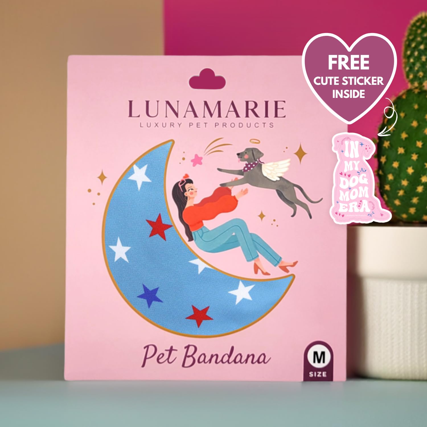 LunaMarie - Luxury Pet Birthday Bandanas -Premium & Silky Poly Fabric | 100% Handmade | Custom Shape Dual Layered (Liberty, Smal